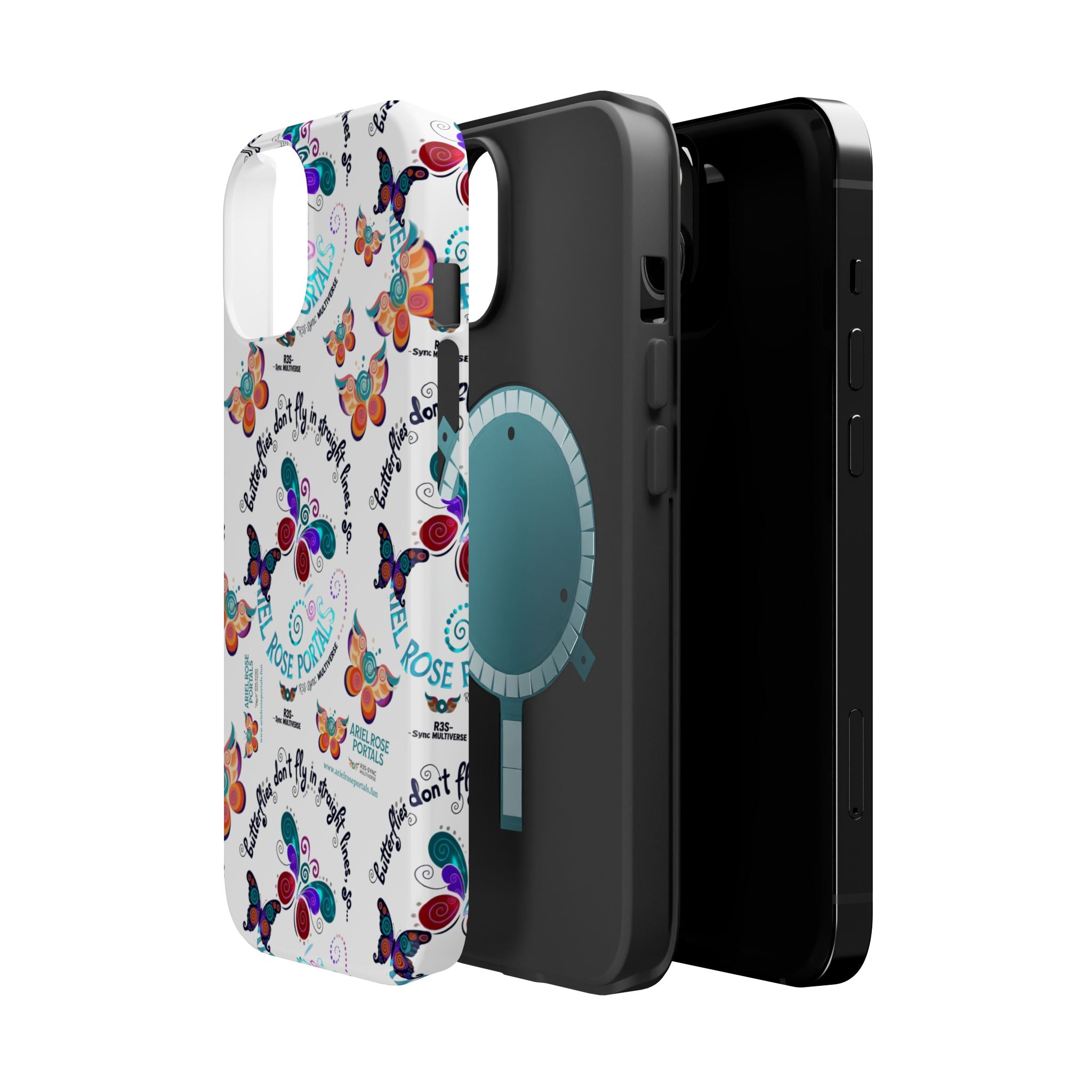Butterfly Pattern Magnetic Phone Case — "How Butterflies Fly" Ariel Rose Portals Design