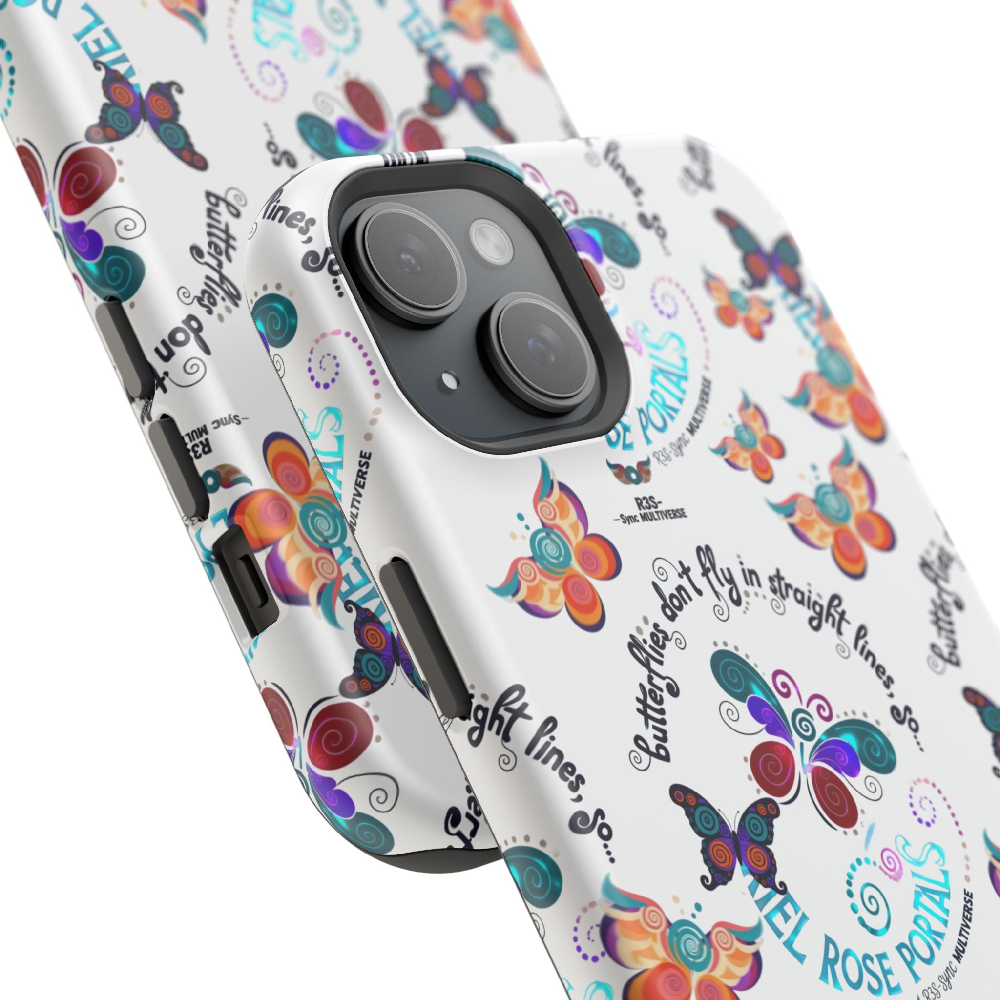 Butterfly Pattern Magnetic Phone Case — "How Butterflies Fly" Ariel Rose Portals Design