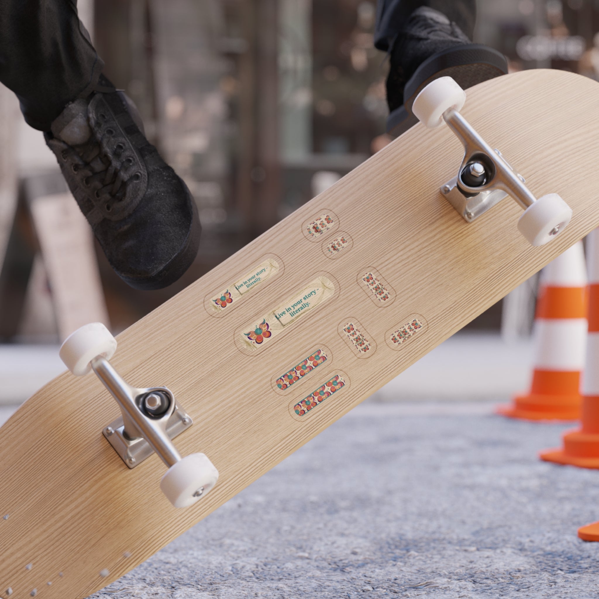 Sticker — "Live in your story — literally." Die-Cut Transparent Outdoor Bandaid Stickers