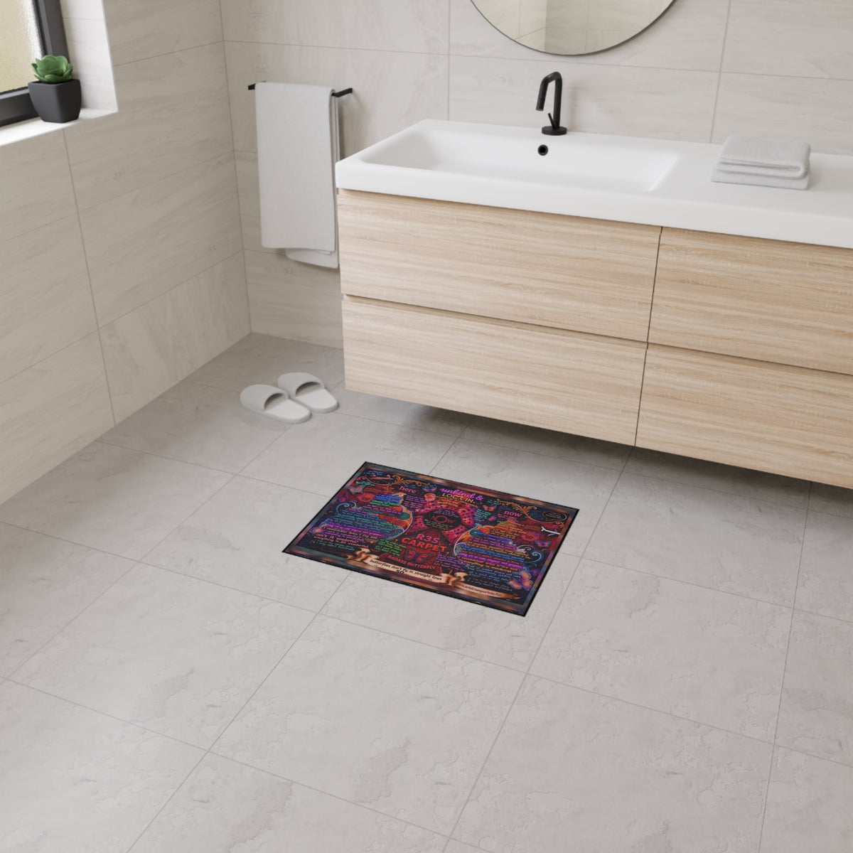 Heavy-Duty Floor Mat — Colorful Inspirational Butterfly Quote Rug