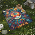 Picnic Blanket — "Live in Your Story, Literally" Colorful Butterfly Outdoor Portal Blanket