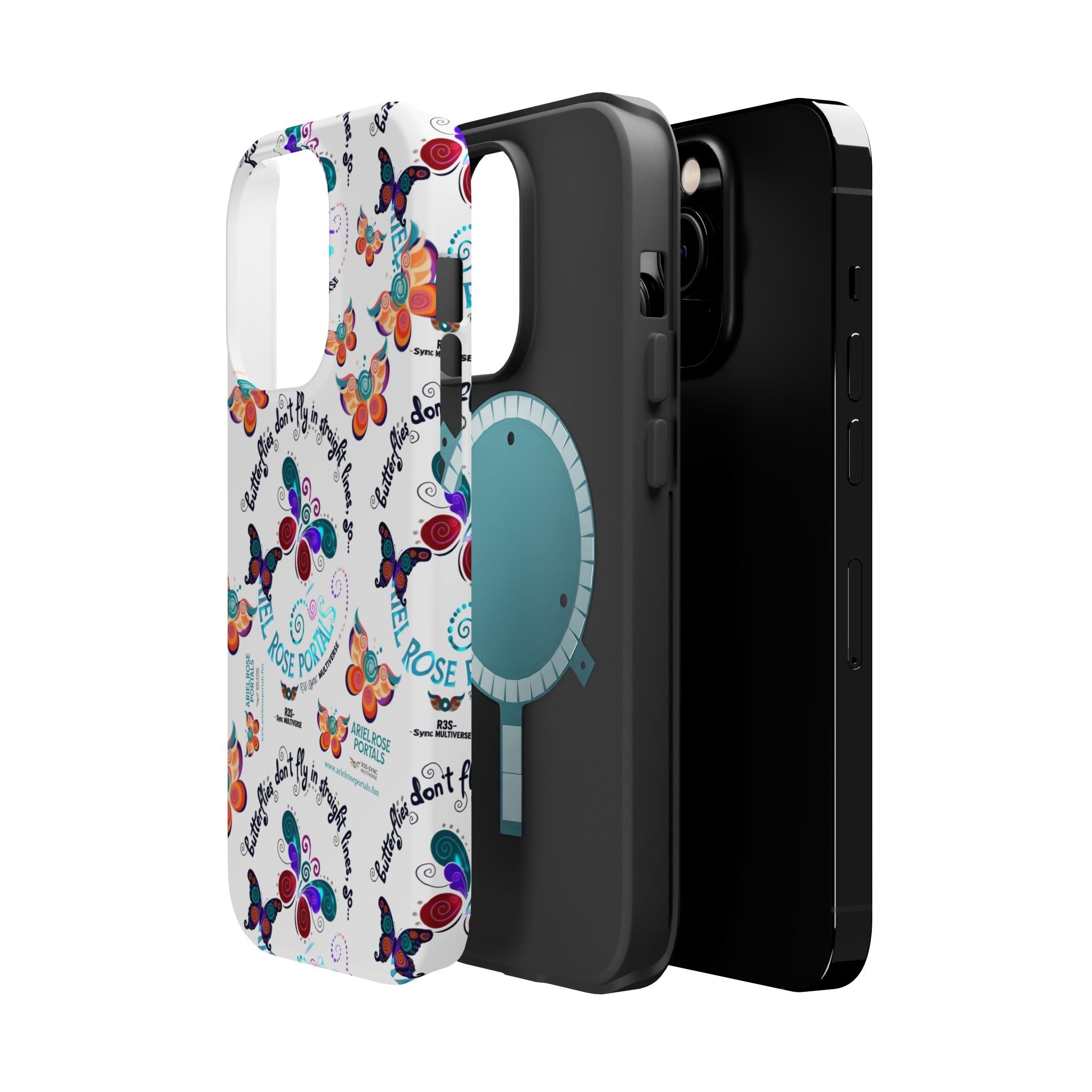 Butterfly Pattern Magnetic Phone Case — "How Butterflies Fly" Ariel Rose Portals Design