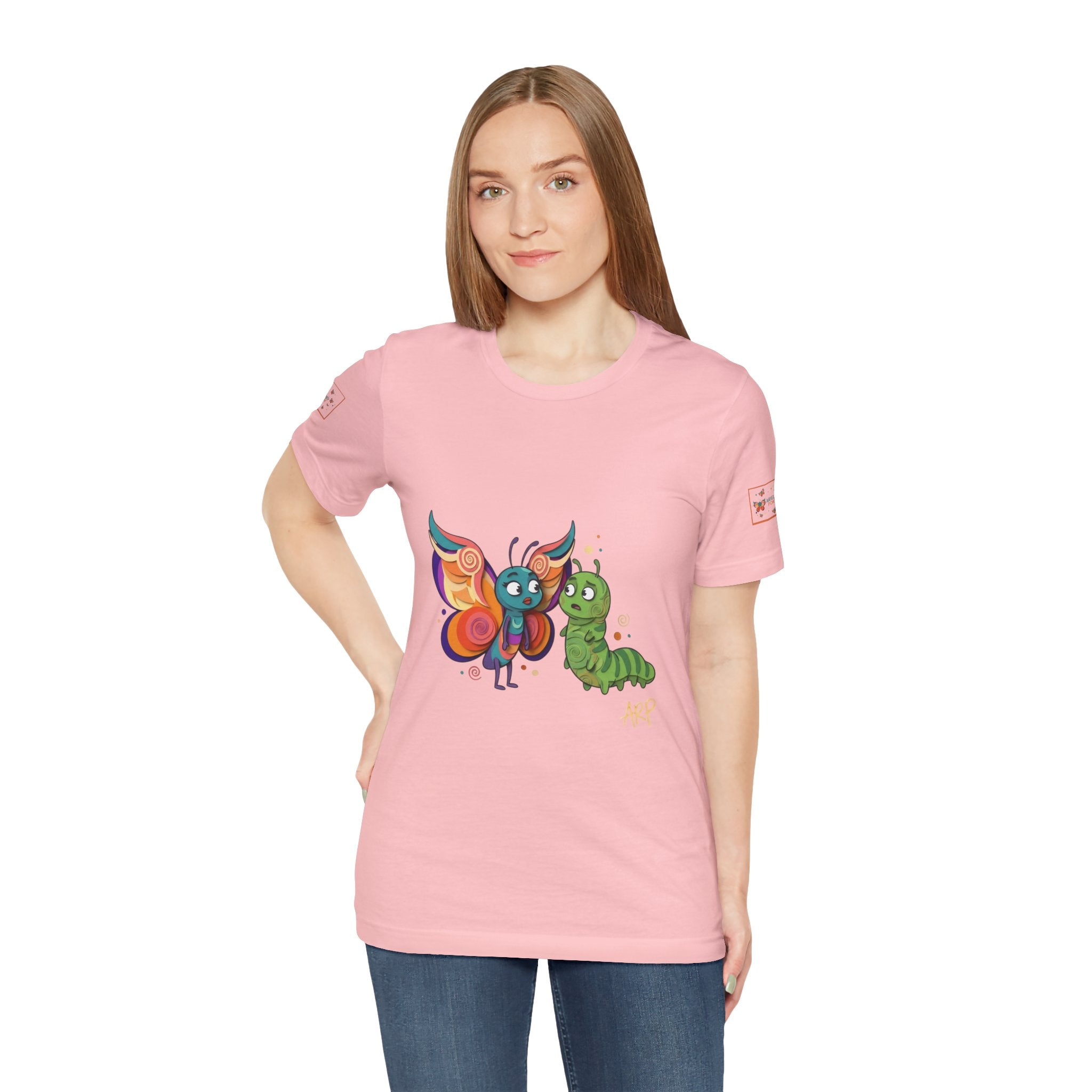 Allarmante T-Shirt Unlimited Tee Flip Variant — Maglietta Grafica Stravagante Farfalla e Bruco