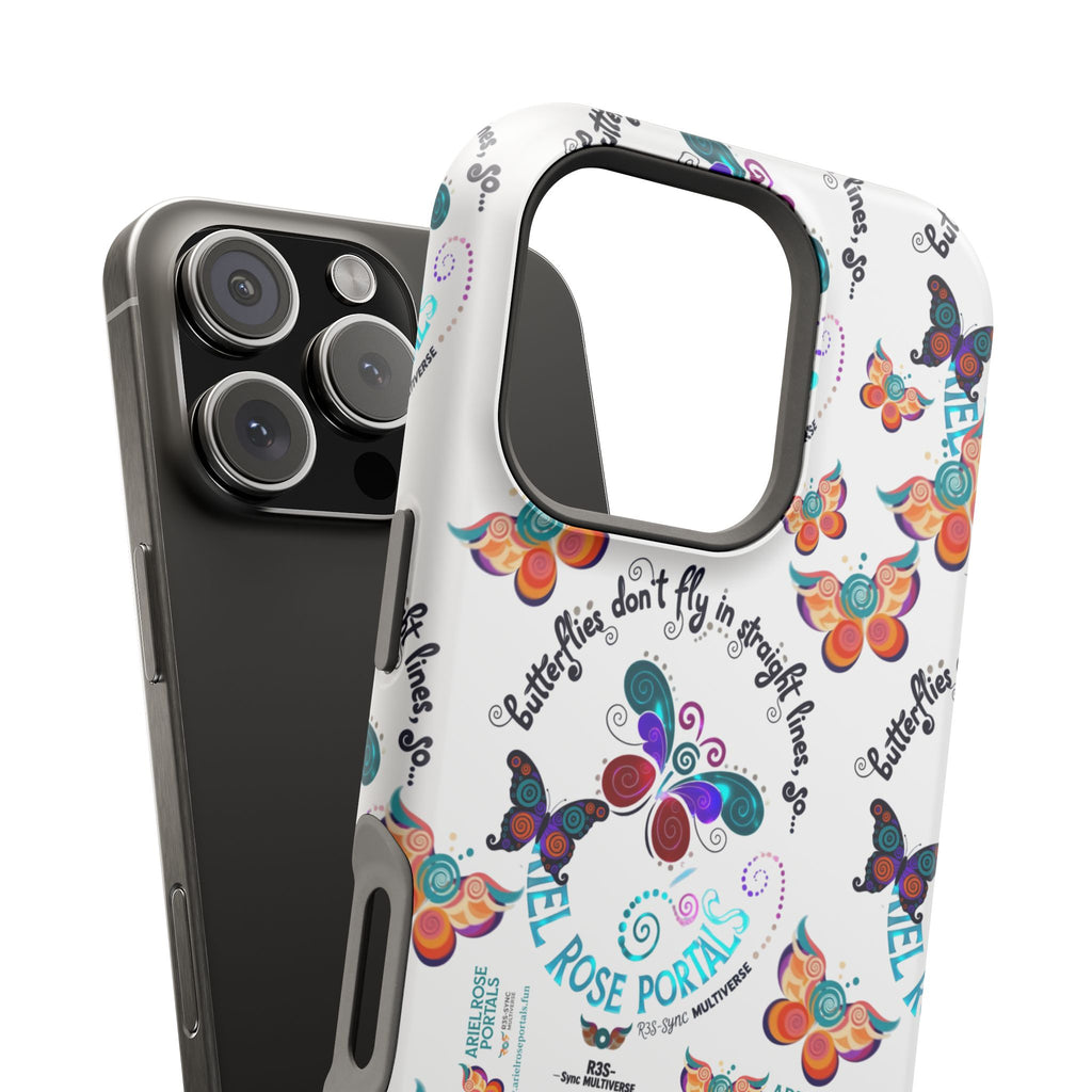 Butterfly Pattern Magnetic Phone Case — "How Butterflies Fly" Ariel Rose Portals Design