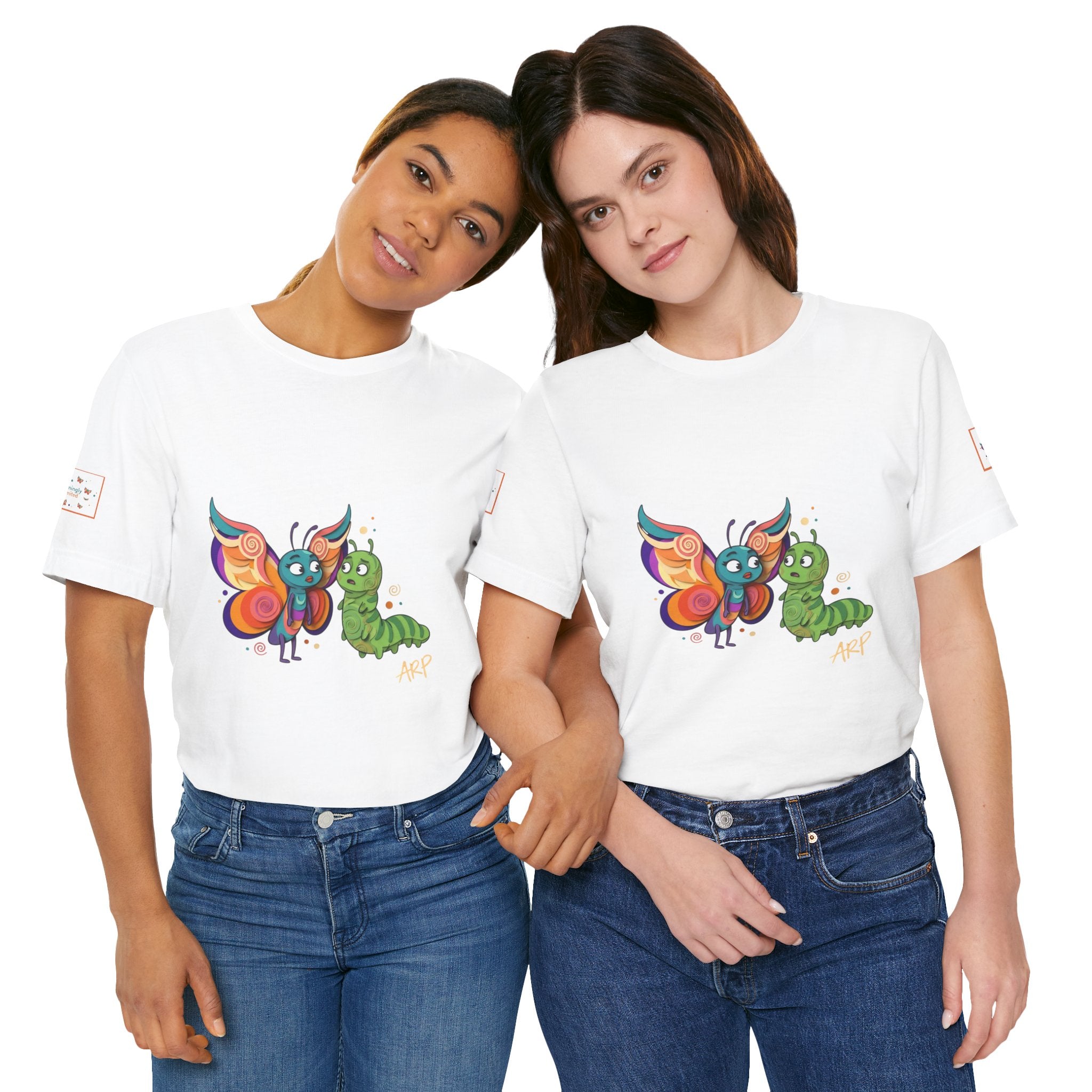 Allarmante T-Shirt Unlimited Tee Flip Variant — Maglietta Grafica Stravagante Farfalla e Bruco