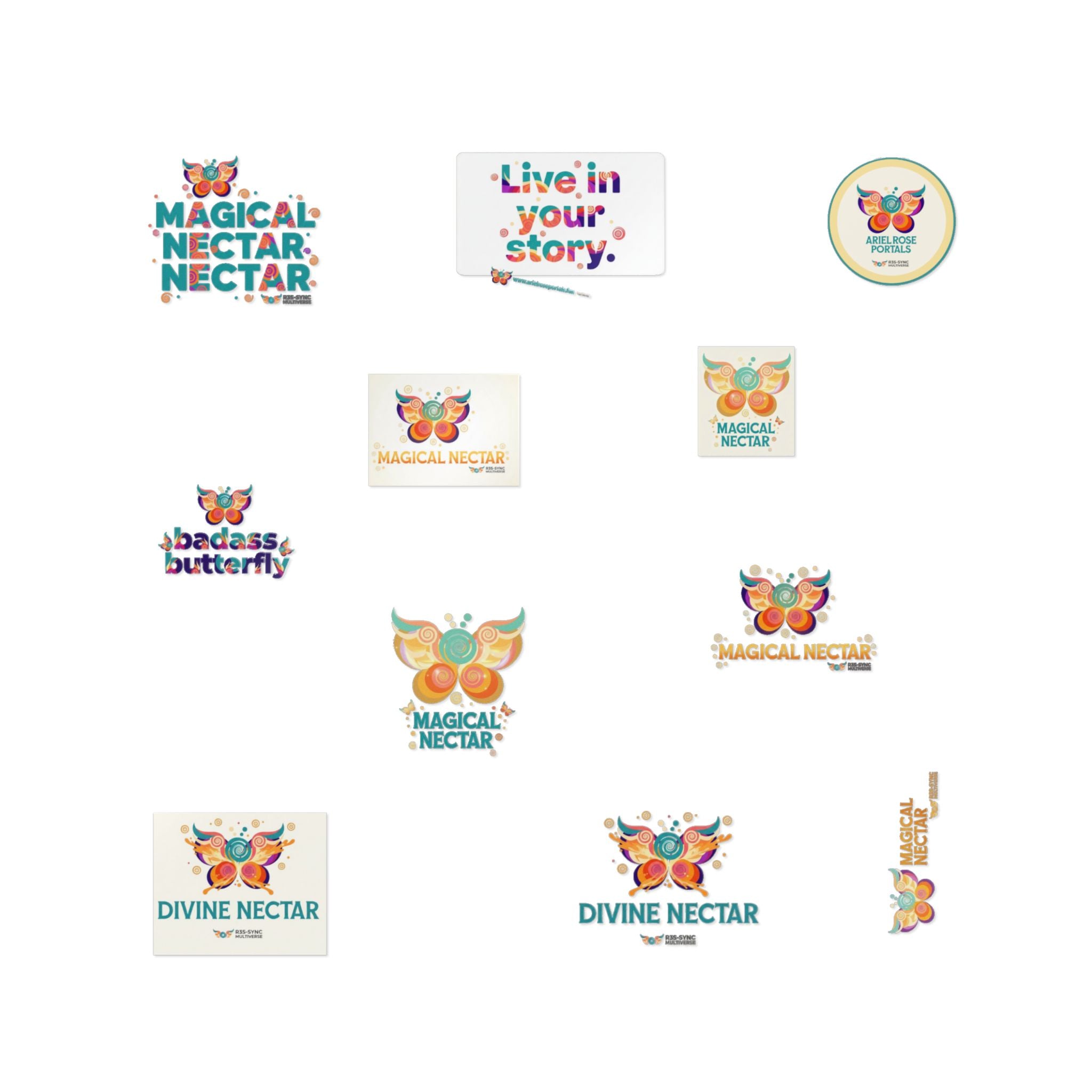 Divine Nectar Butterfly Sticker Pack — Adesivi permanenti fustellati DTF decorativi impermeabili per esterni (Live in Your Story)