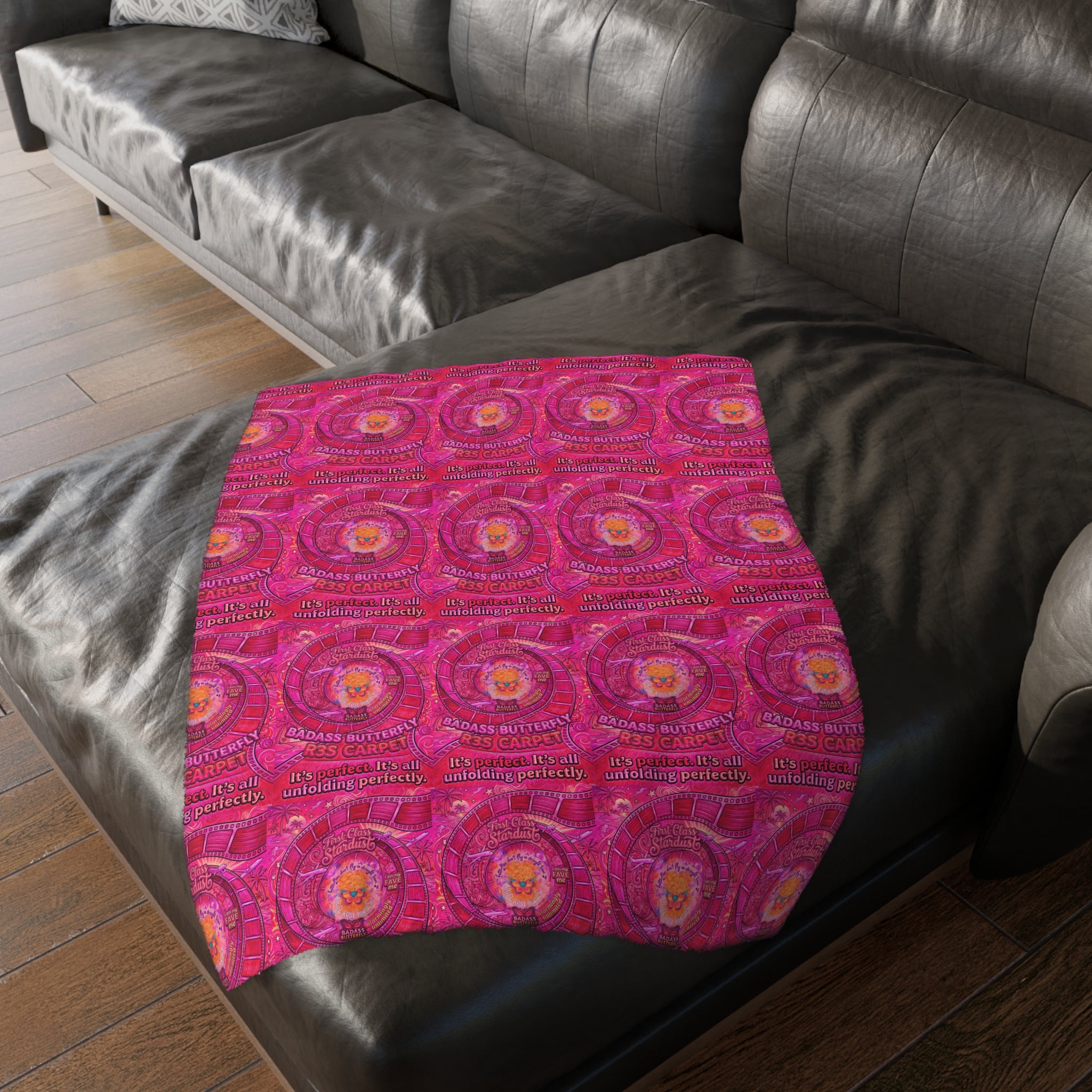 Badass Butterfly R3s-Carpet Pink Velveteen Blanket — "It's perfect. It's all unfolding perfectly."