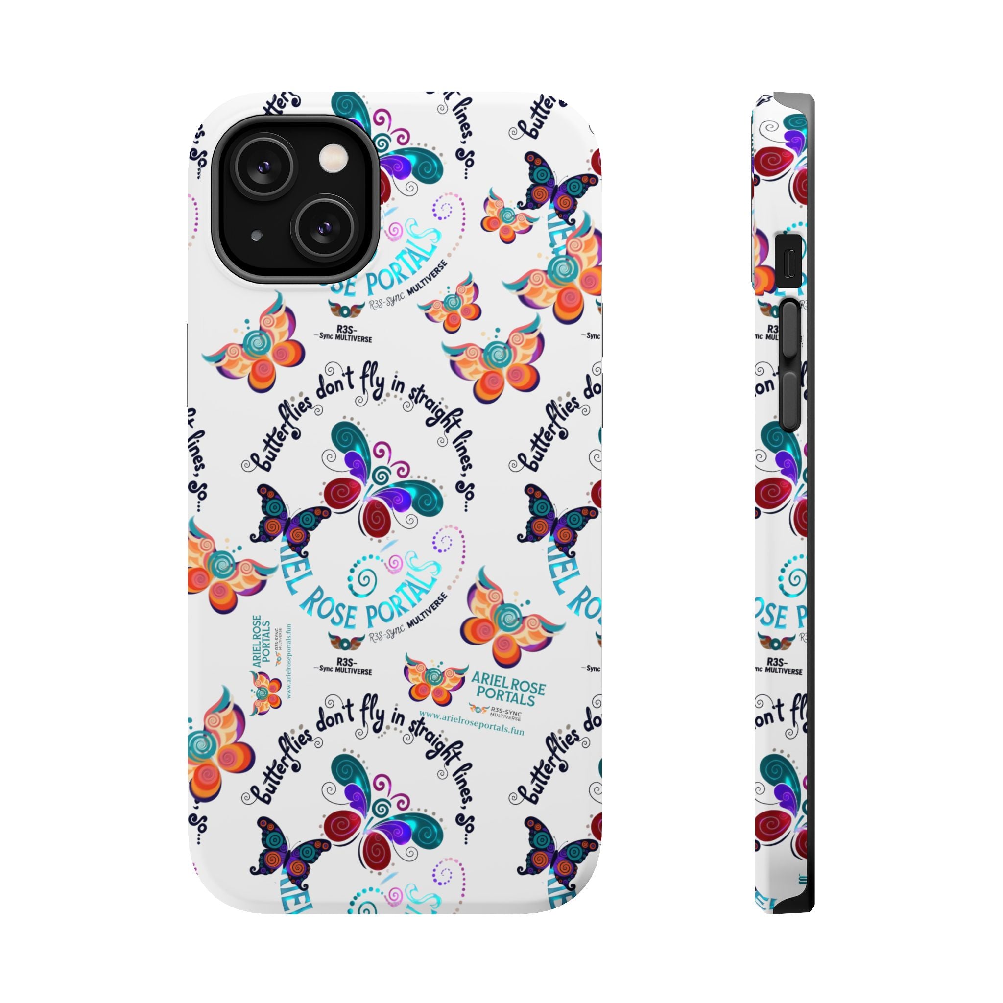 Butterfly Pattern Magnetic Phone Case — "How Butterflies Fly" Ariel Rose Portals Design