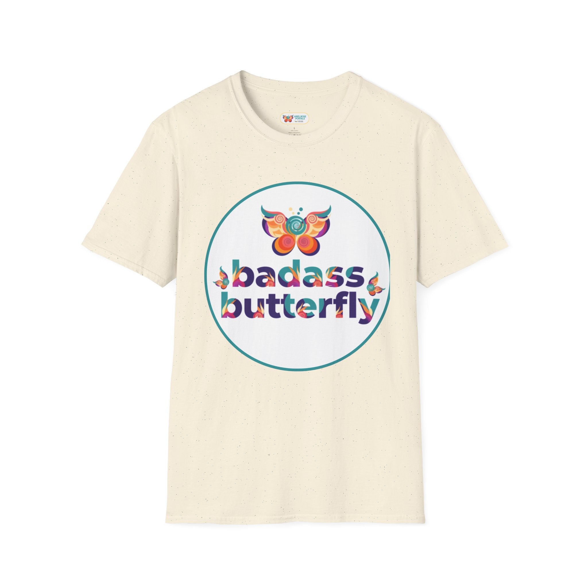 Maglietta "Badass Butterfly Sticker" — Ariel Rose Portals Variant in Stile Sticker