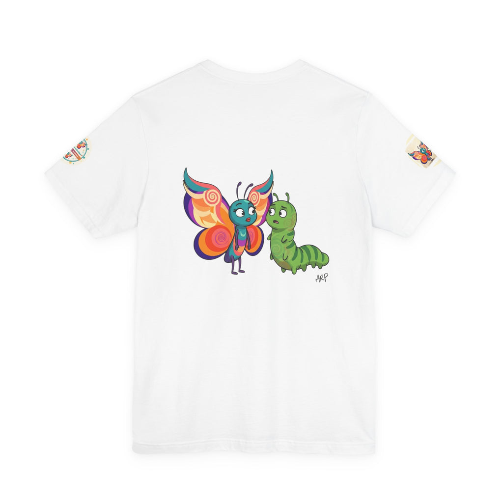 Butterfly & Caterpillar Tee — "alarmingly unlimited" Colorful Graphic T-Shirt