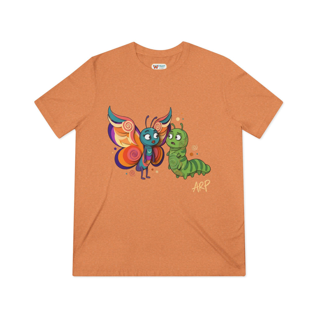 T-shirt Vintage Morbida TriBlend "Allarmantemente Illimitato Farfalla & Bruco" — Simpatica Maglietta Grafica Trasformazione