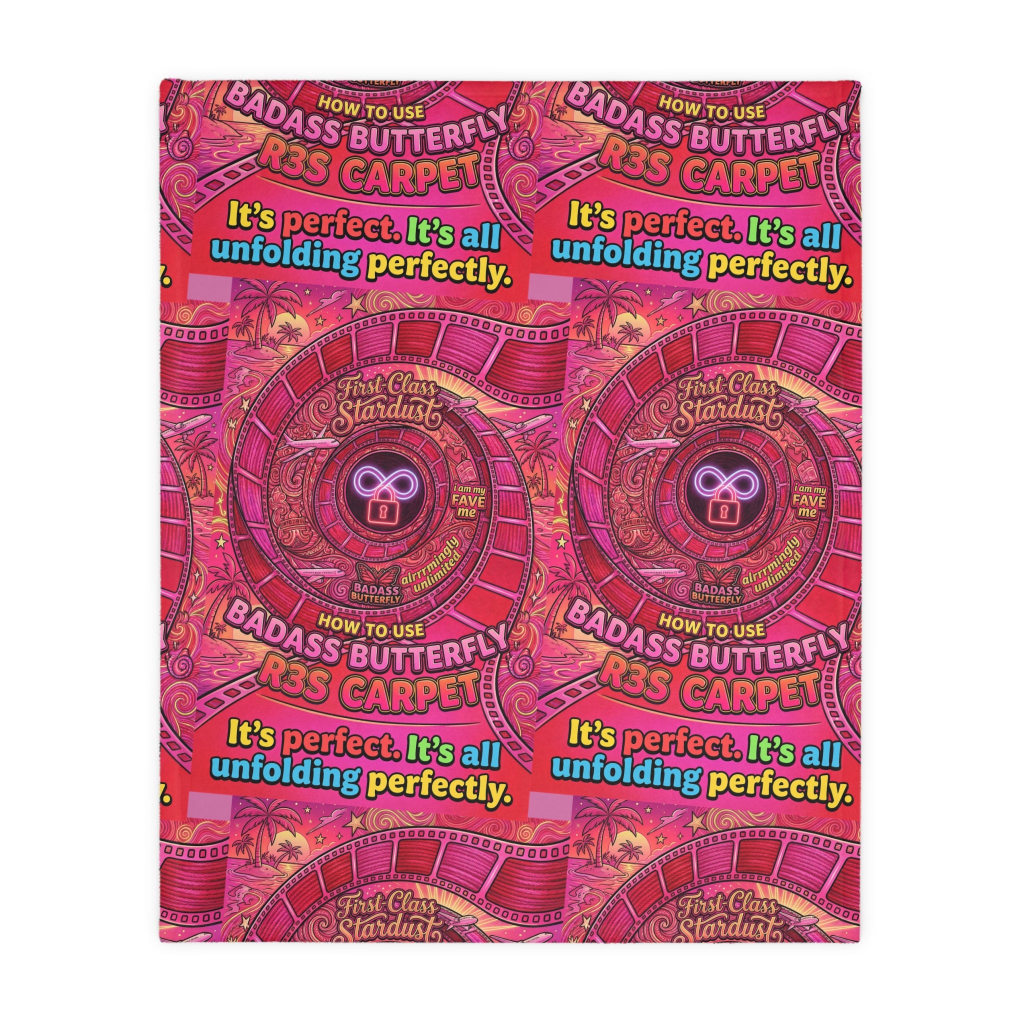 Velveteen Microfiber 2-Sided Vibrant Butterfly & Retro Throw