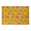 Washable Chenille Rug — Bright Retro Butterflies & "Live in your story. Literally." Accent Rug