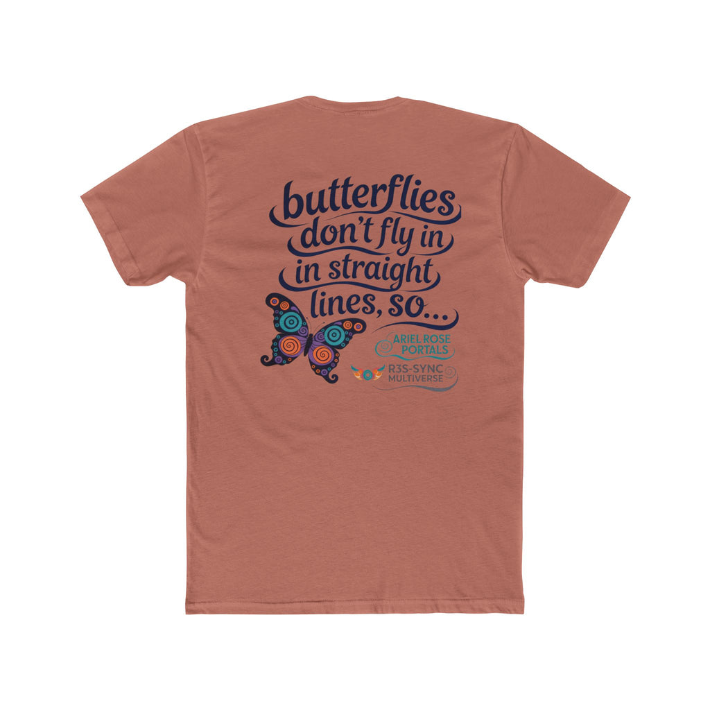 Butterflies Don't Fly In Straight Lines Tee — Inspirational Butterfly Quote T‑Shirt