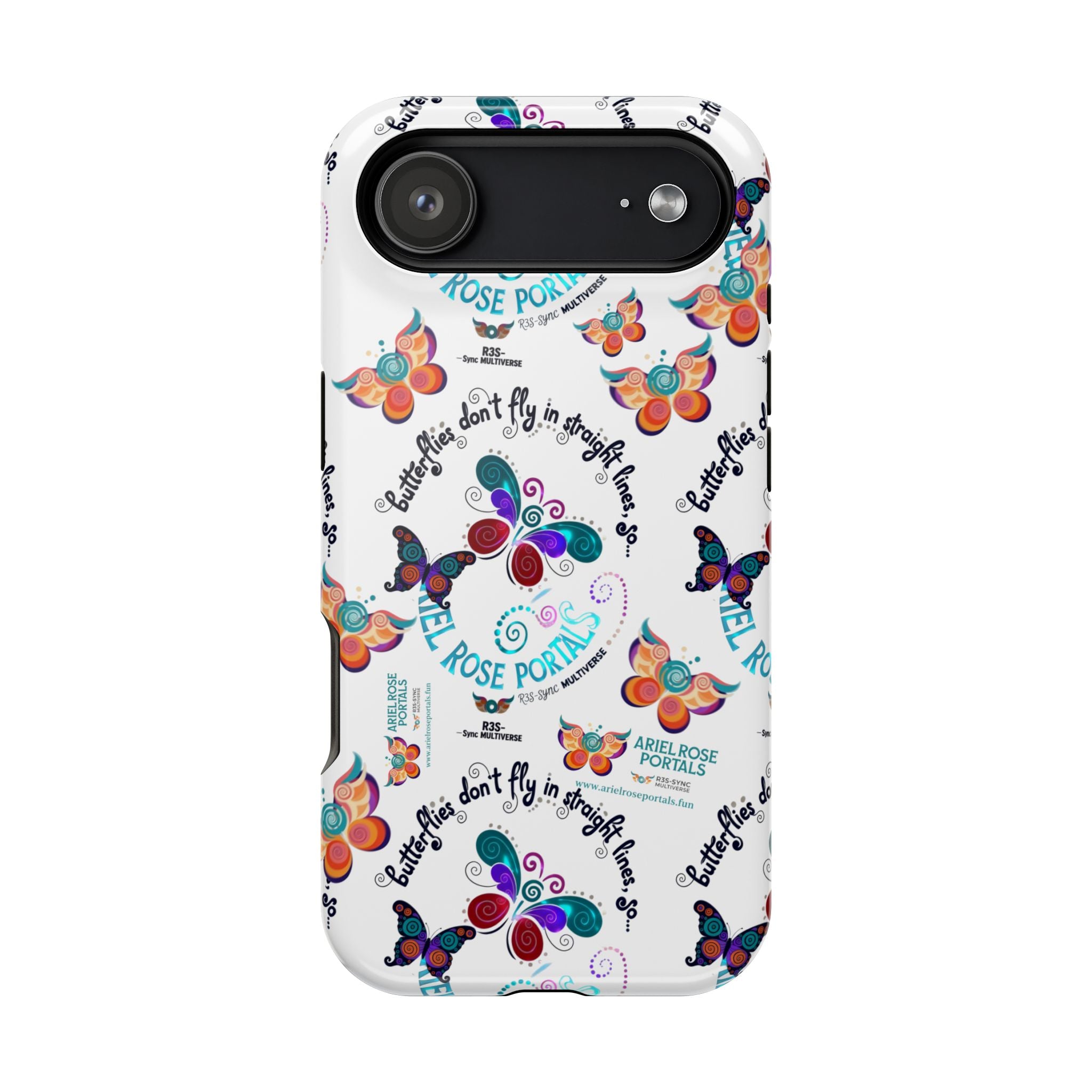 Butterfly Pattern Magnetic Phone Case — "How Butterflies Fly" Ariel Rose Portals Design