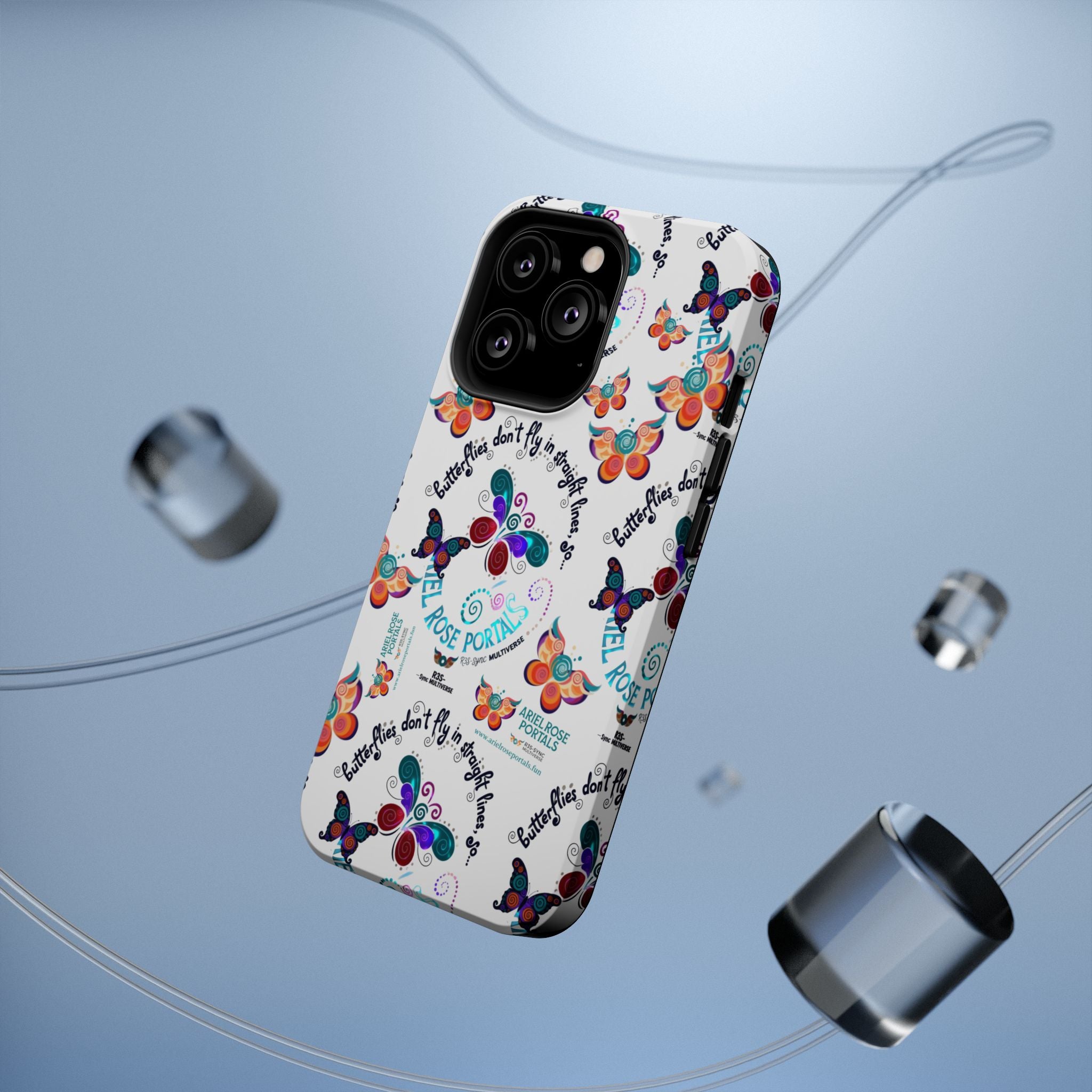 Butterfly Pattern Magnetic Phone Case — "How Butterflies Fly" Ariel Rose Portals Design