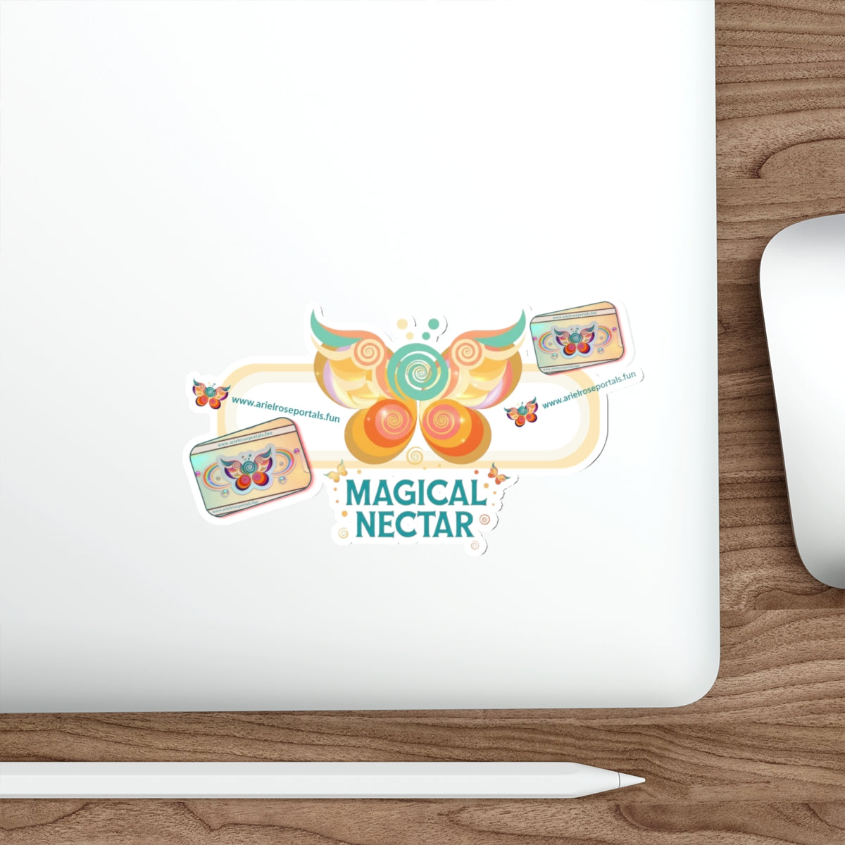 Magical Nectar Die-Cut Sticker — Colorful Butterfly & Honeycomb Design