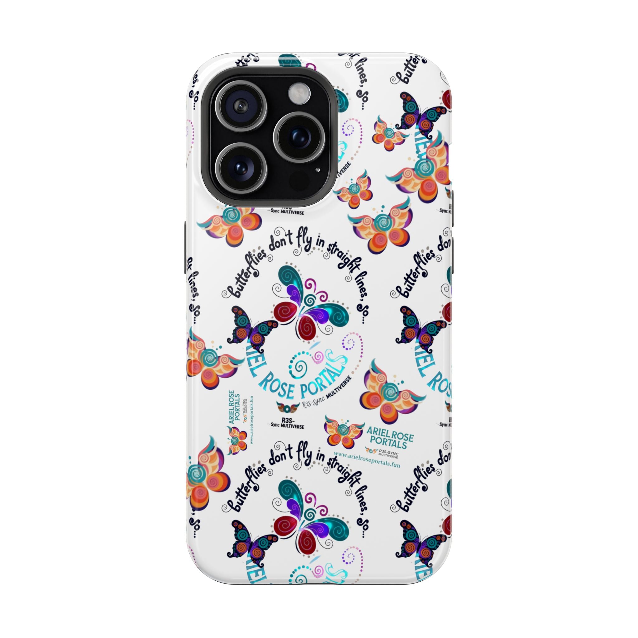 Butterfly Pattern Magnetic Phone Case — "How Butterflies Fly" Ariel Rose Portals Design