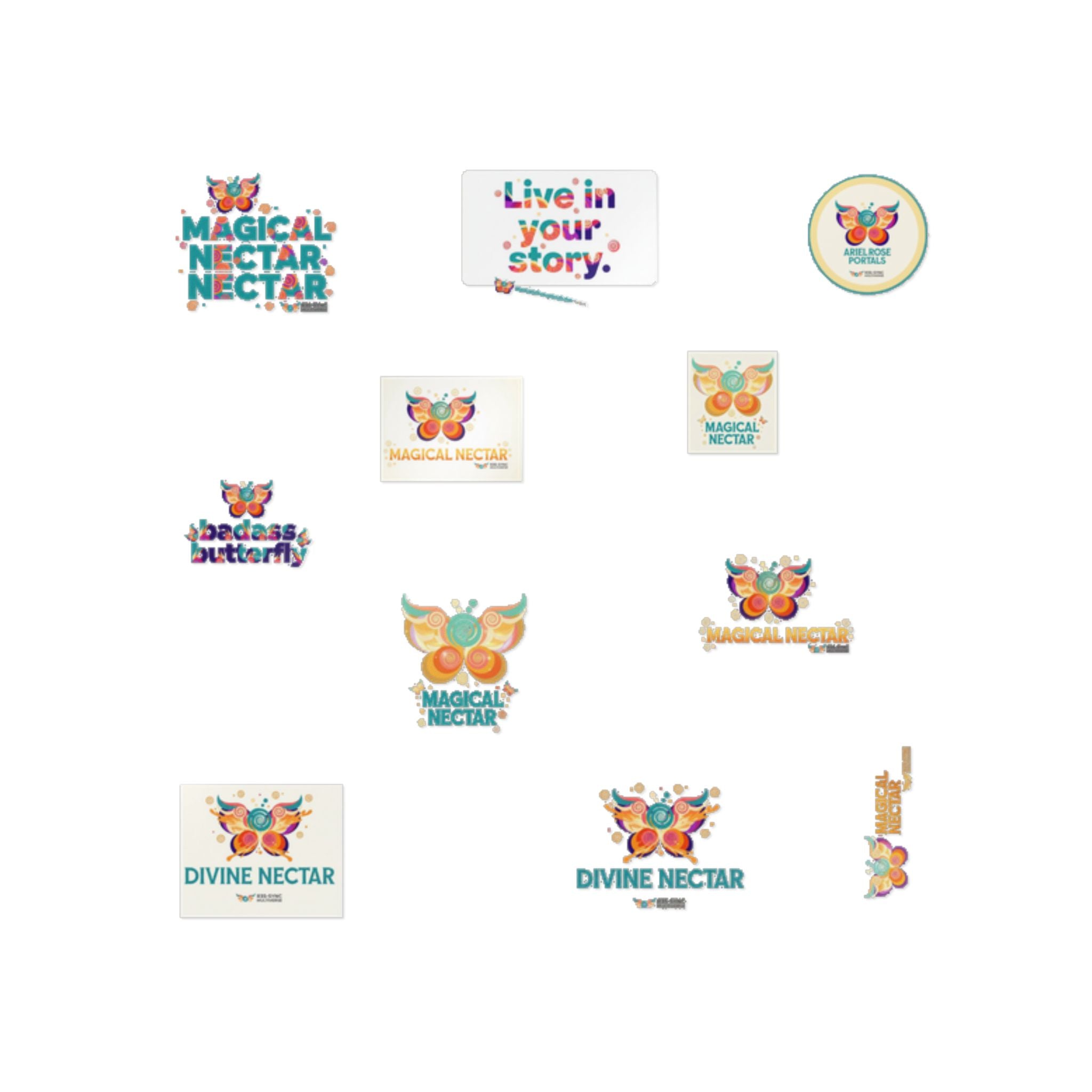 Divine Nectar Butterfly Sticker Pack — Adesivi permanenti fustellati DTF decorativi impermeabili per esterni (Live in Your Story)