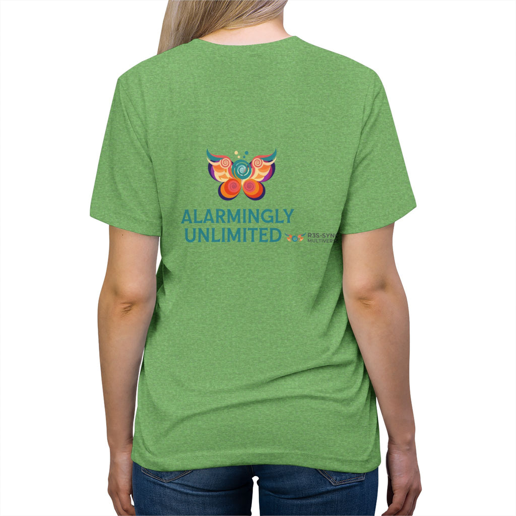 T-shirt Vintage Morbida TriBlend "Allarmantemente Illimitato Farfalla & Bruco" — Simpatica Maglietta Grafica Trasformazione
