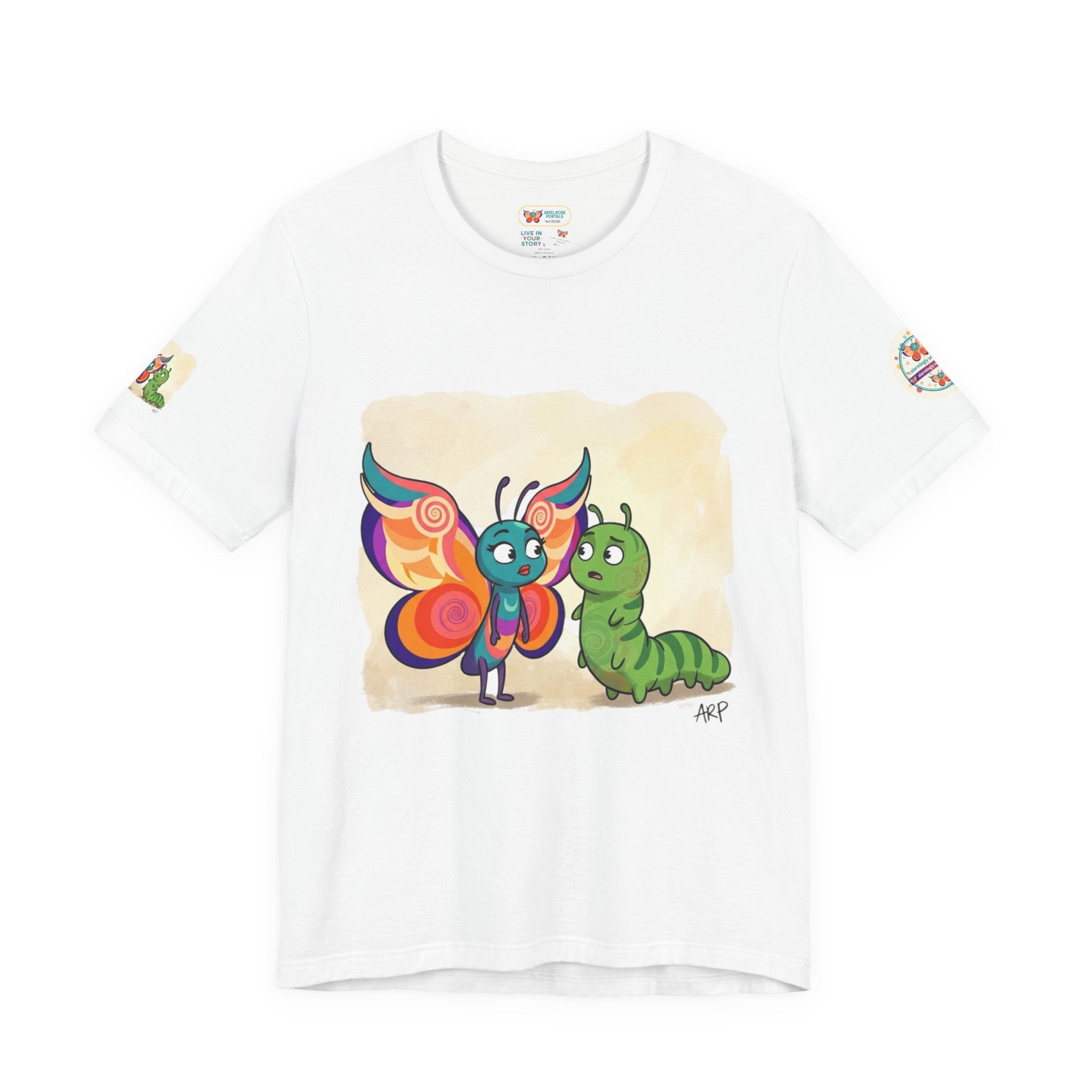 T-shirt Allarmantemente Infinite Farfalle — Maglietta Divertente con Cartoni Animati Bruco e Farfalla