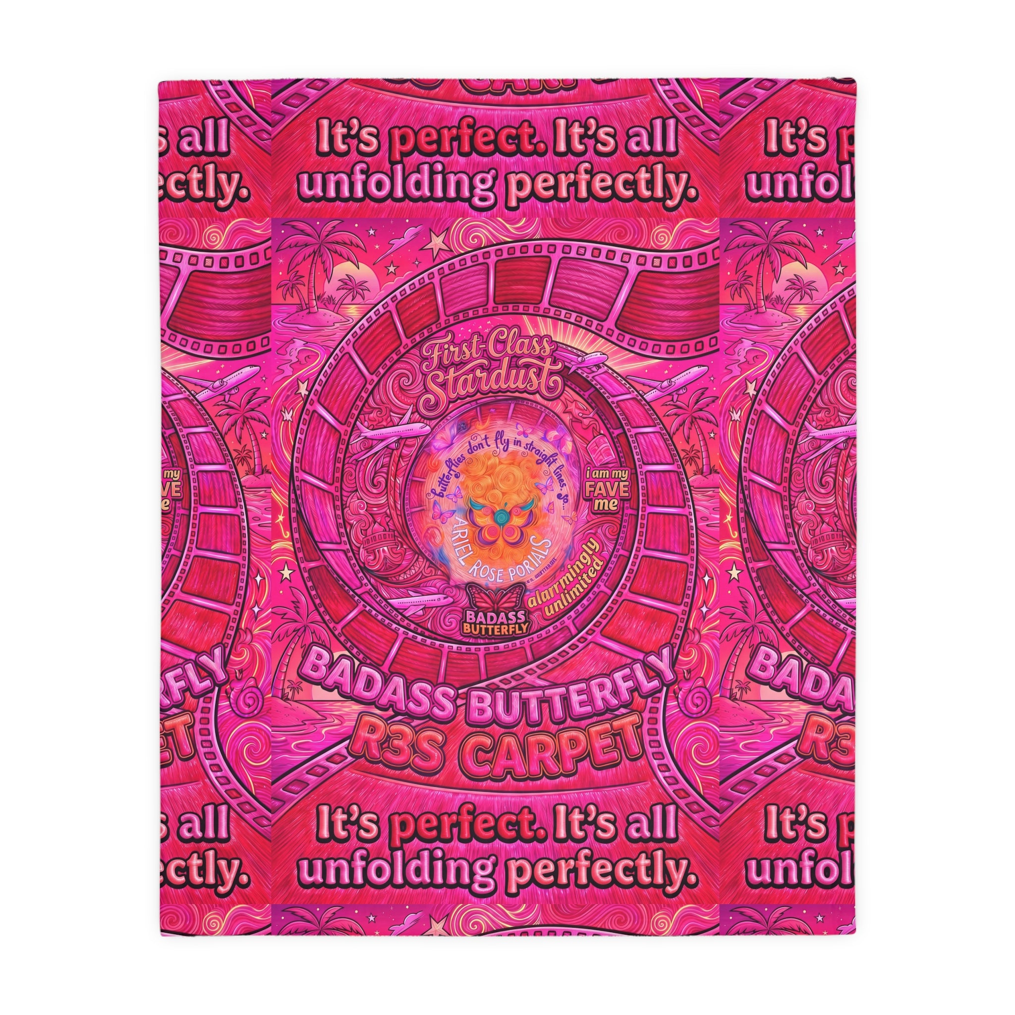 Badass Butterfly R3s-Carpet Pink Velveteen Blanket — "It's perfect. It's all unfolding perfectly."