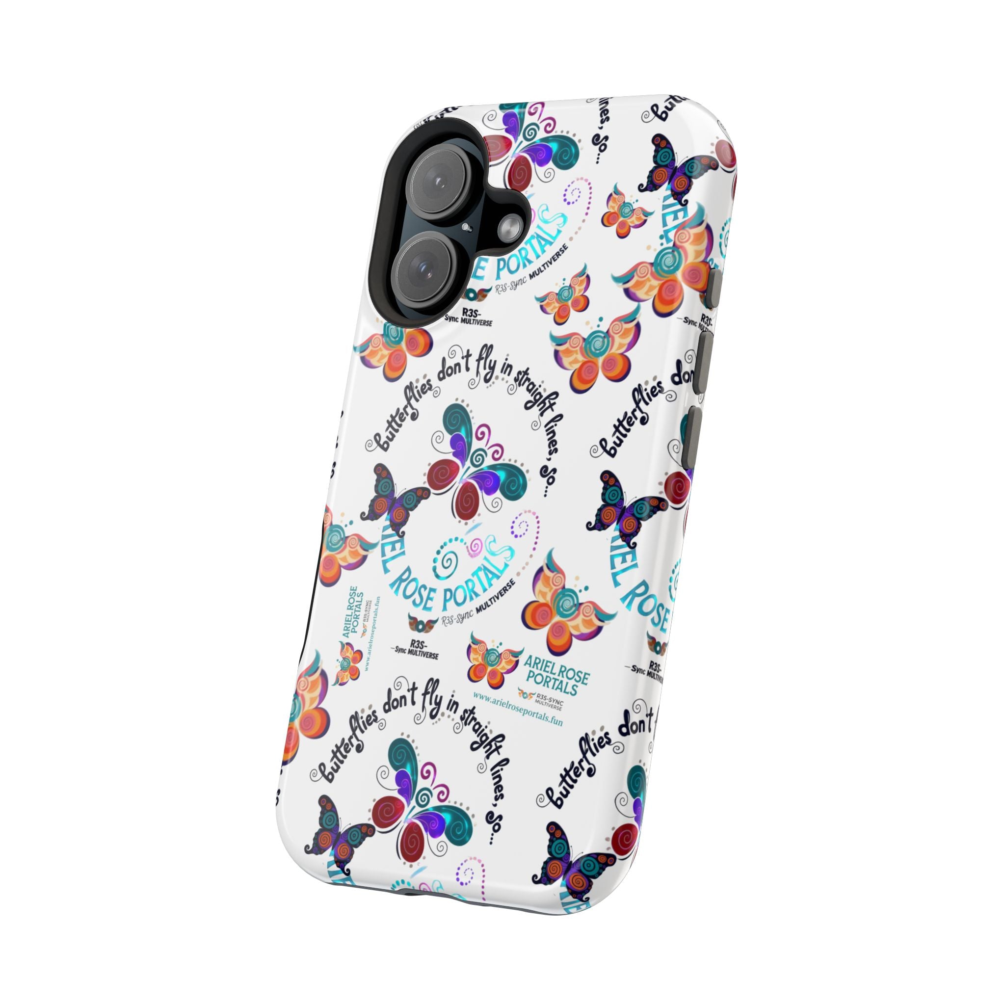 Butterfly Pattern Magnetic Phone Case — "How Butterflies Fly" Ariel Rose Portals Design