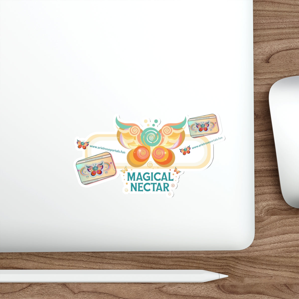 Magical Nectar Die-Cut Sticker — Colorful Butterfly & Honeycomb Design