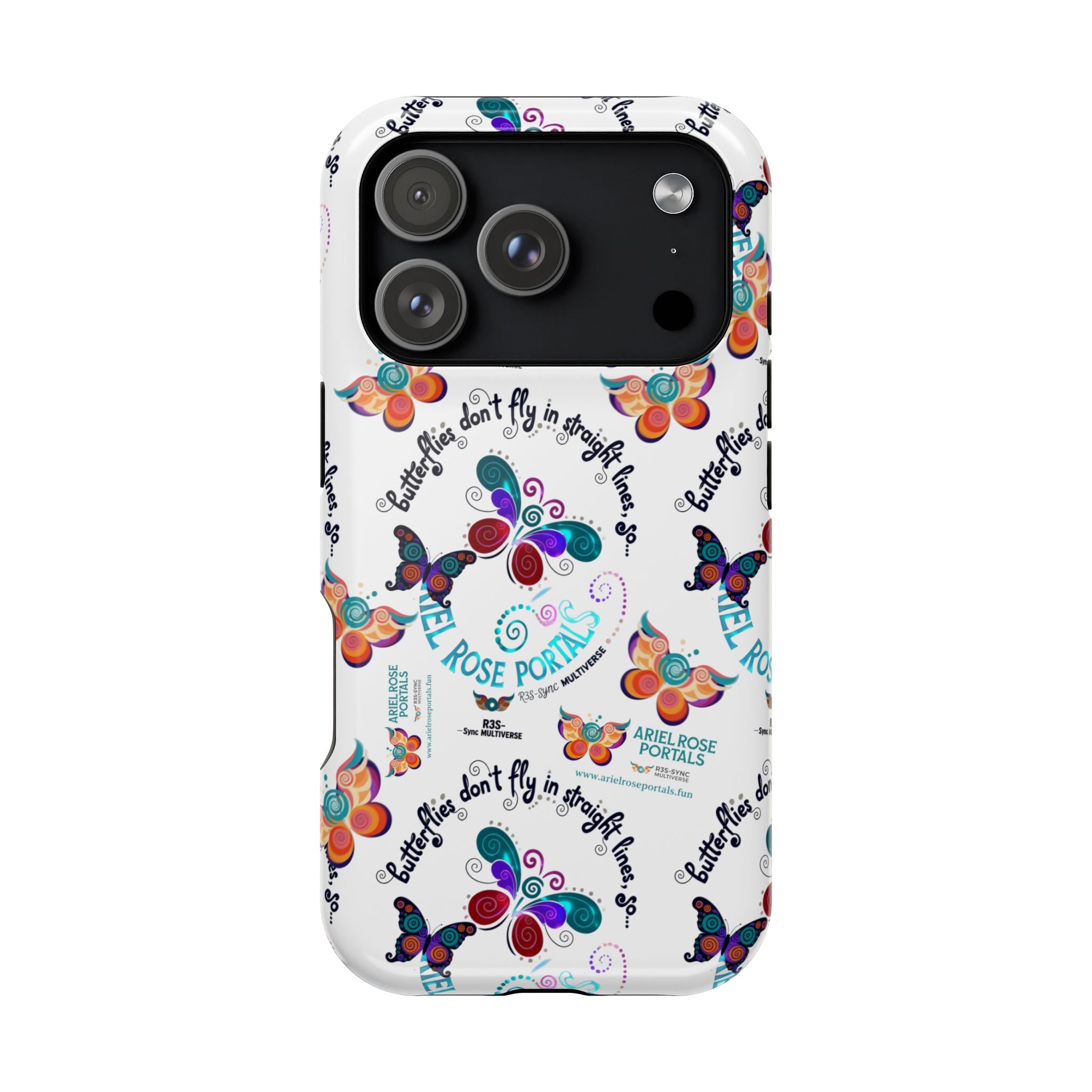 Butterfly Pattern Magnetic Phone Case — "How Butterflies Fly" Ariel Rose Portals Design