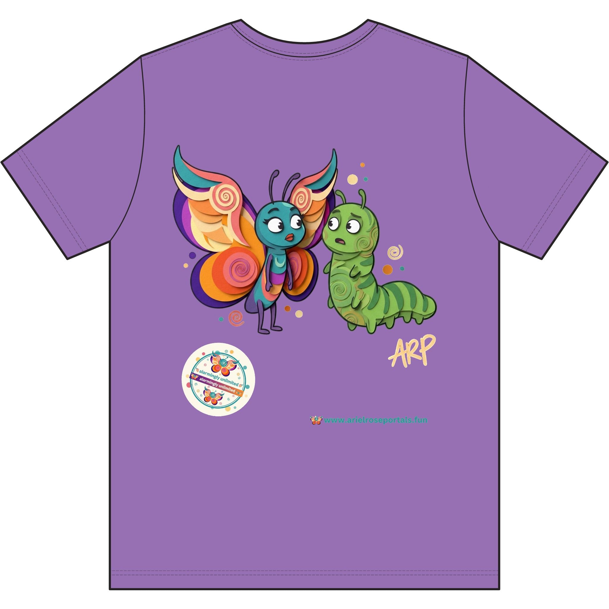 T-shirt vintage Flutter Triblend con grafica farfalla e bruco - Maglietta con illustrazione di insetti carini