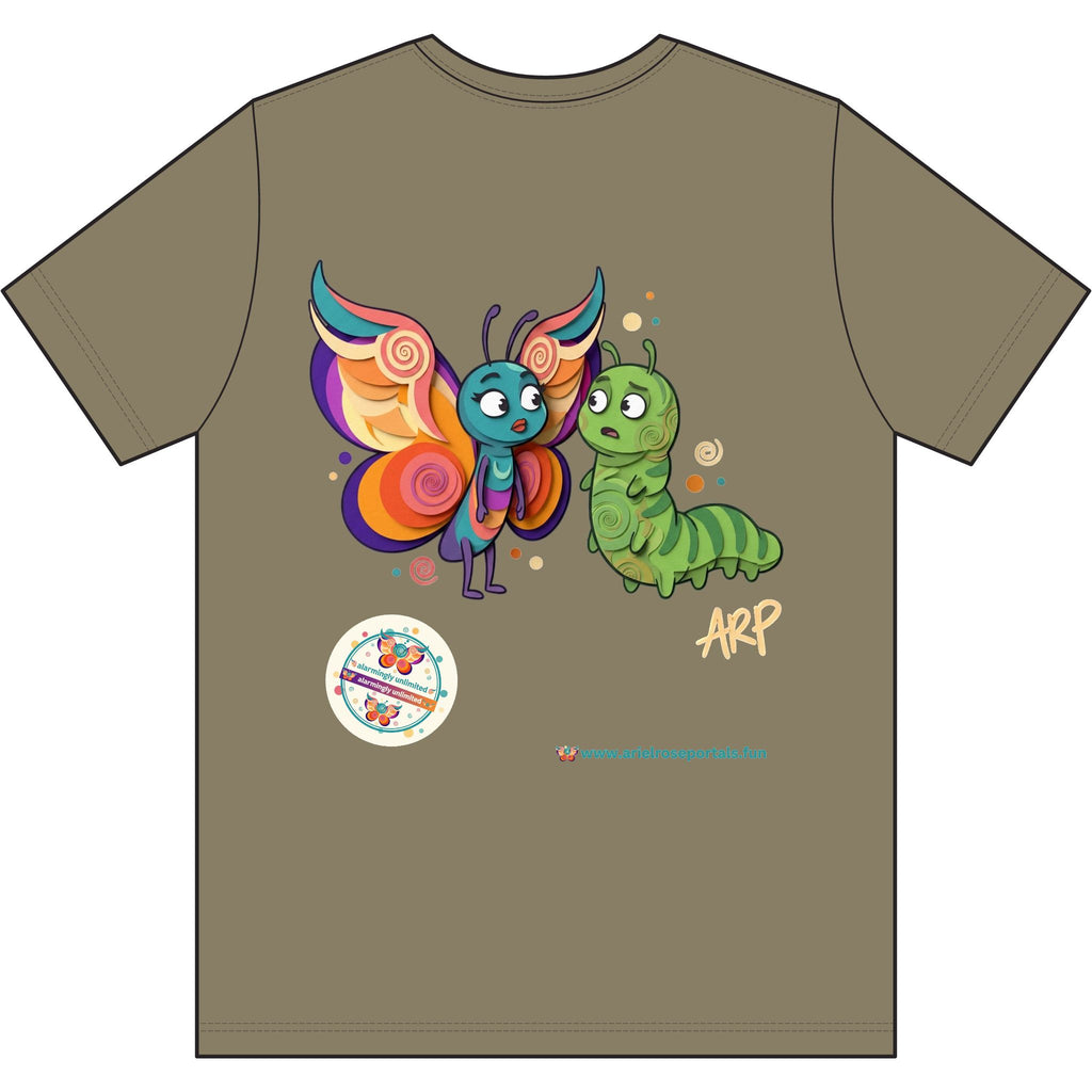 T-shirt vintage Flutter Triblend con grafica farfalla e bruco - Maglietta con illustrazione di insetti carini