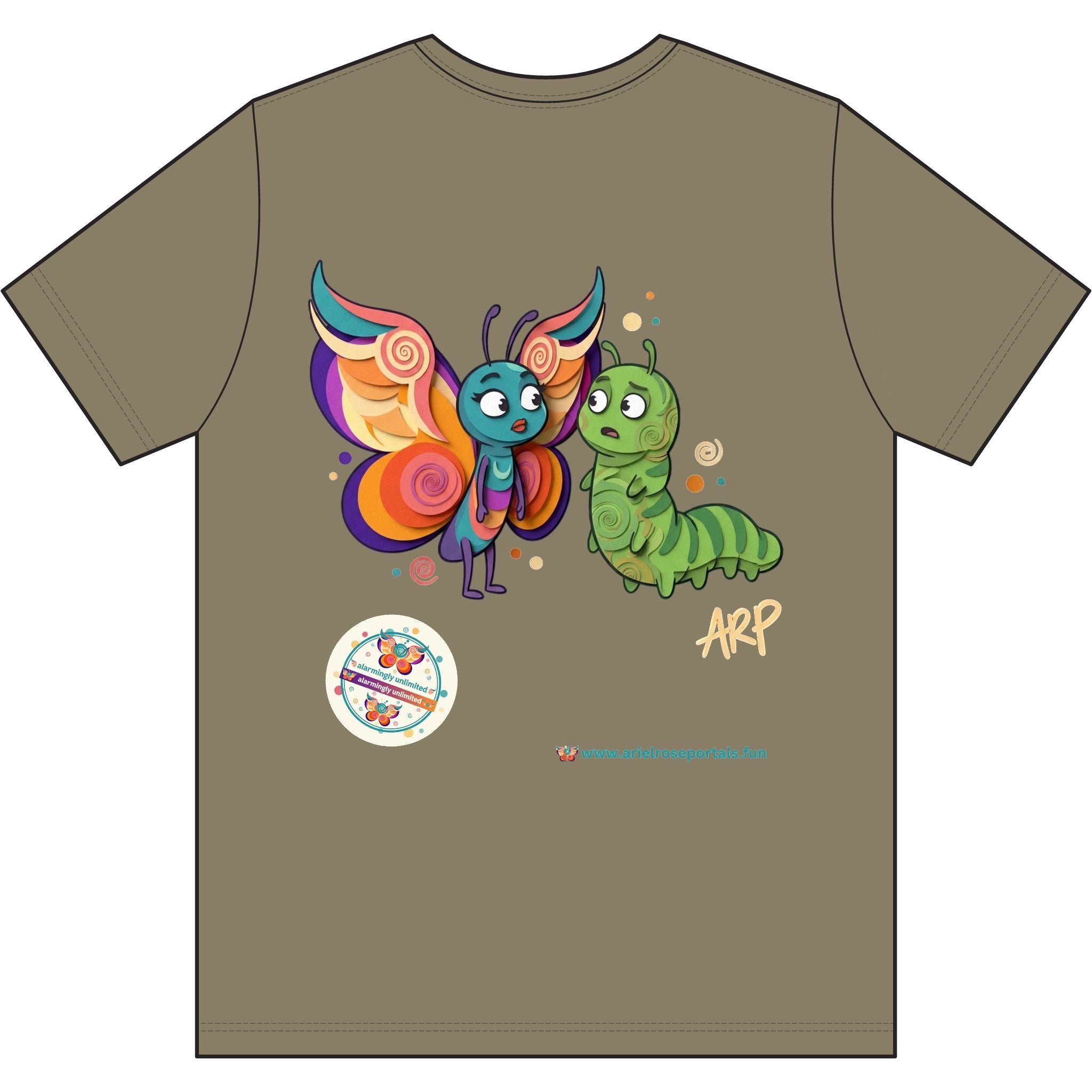 T-shirt vintage Flutter Triblend con grafica farfalla e bruco - Maglietta con illustrazione di insetti carini