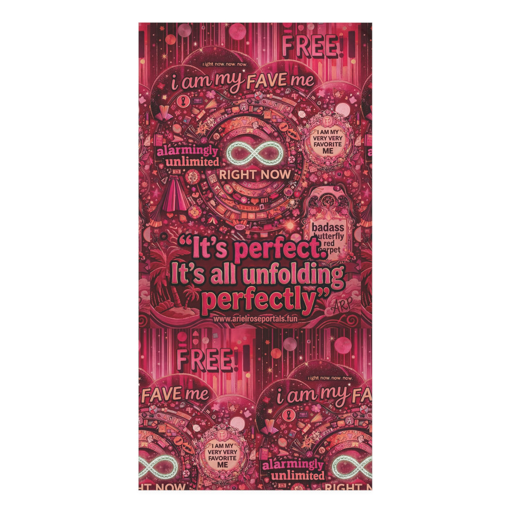 Badass Butterfly R3S-Carpet R3s-Recovery Cloak Beach Towel — "It's Perfect, It's All Unfolding Perfectly" Pink Self-Love Design