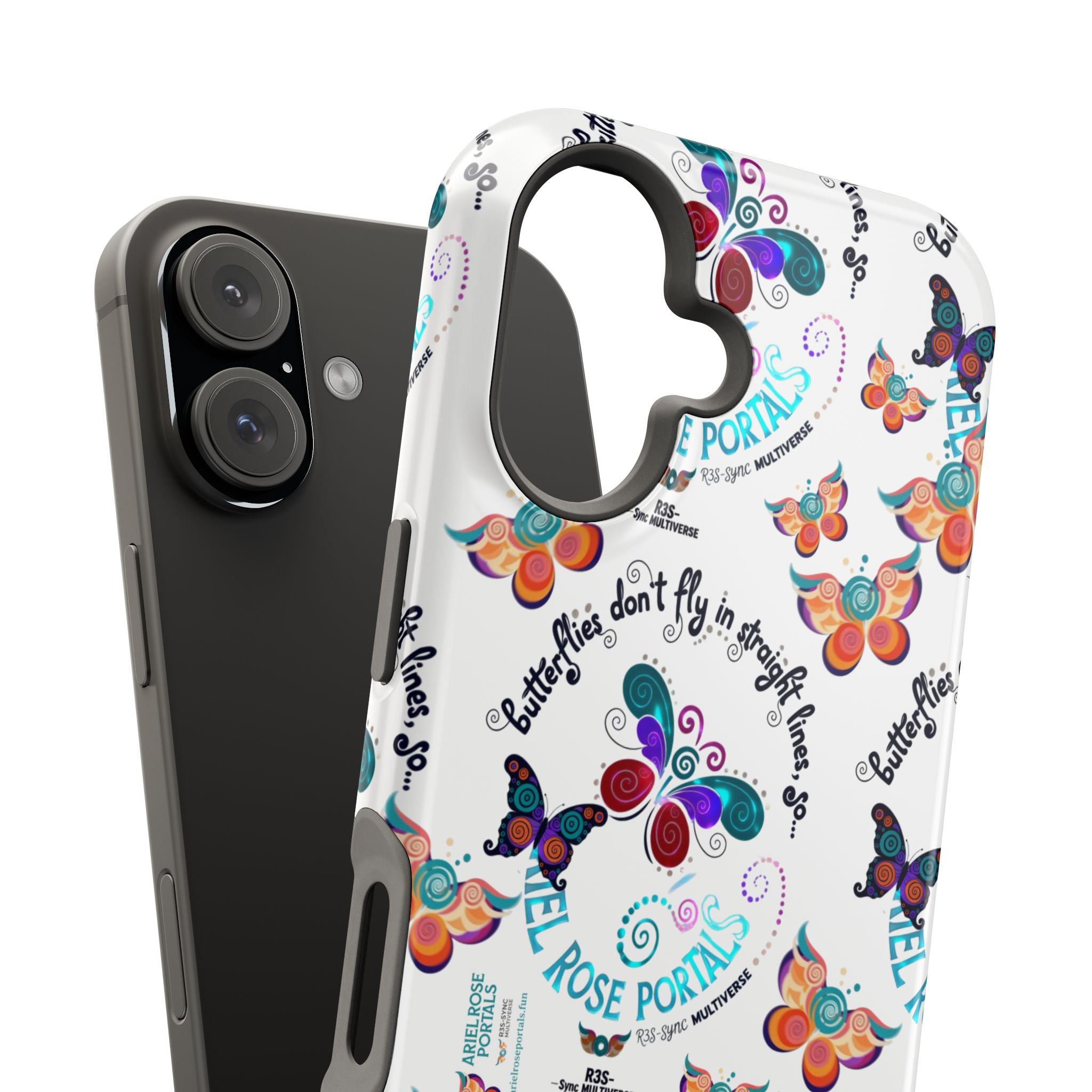 Butterfly Pattern Magnetic Phone Case — "How Butterflies Fly" Ariel Rose Portals Design