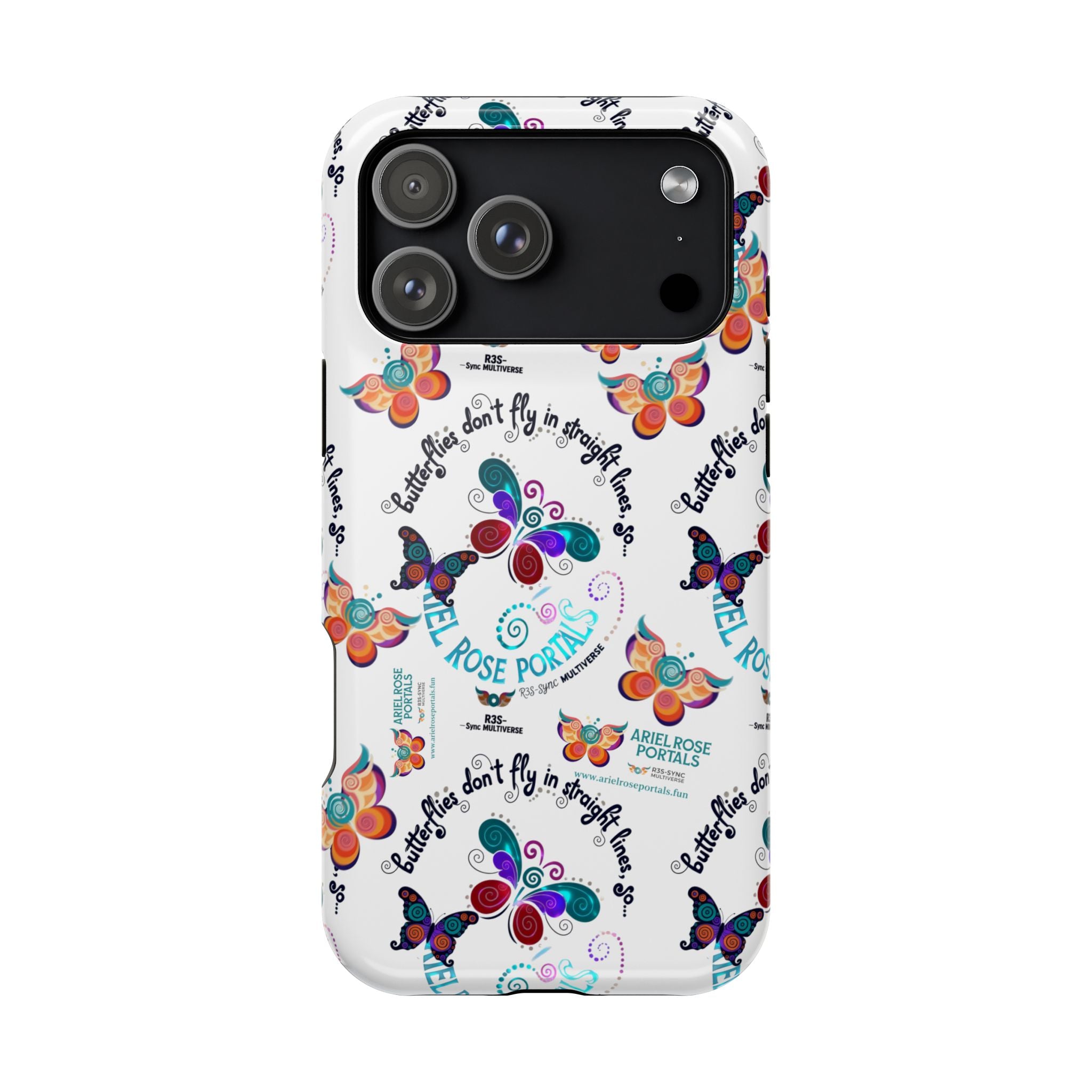 Butterfly Pattern Magnetic Phone Case — "How Butterflies Fly" Ariel Rose Portals Design