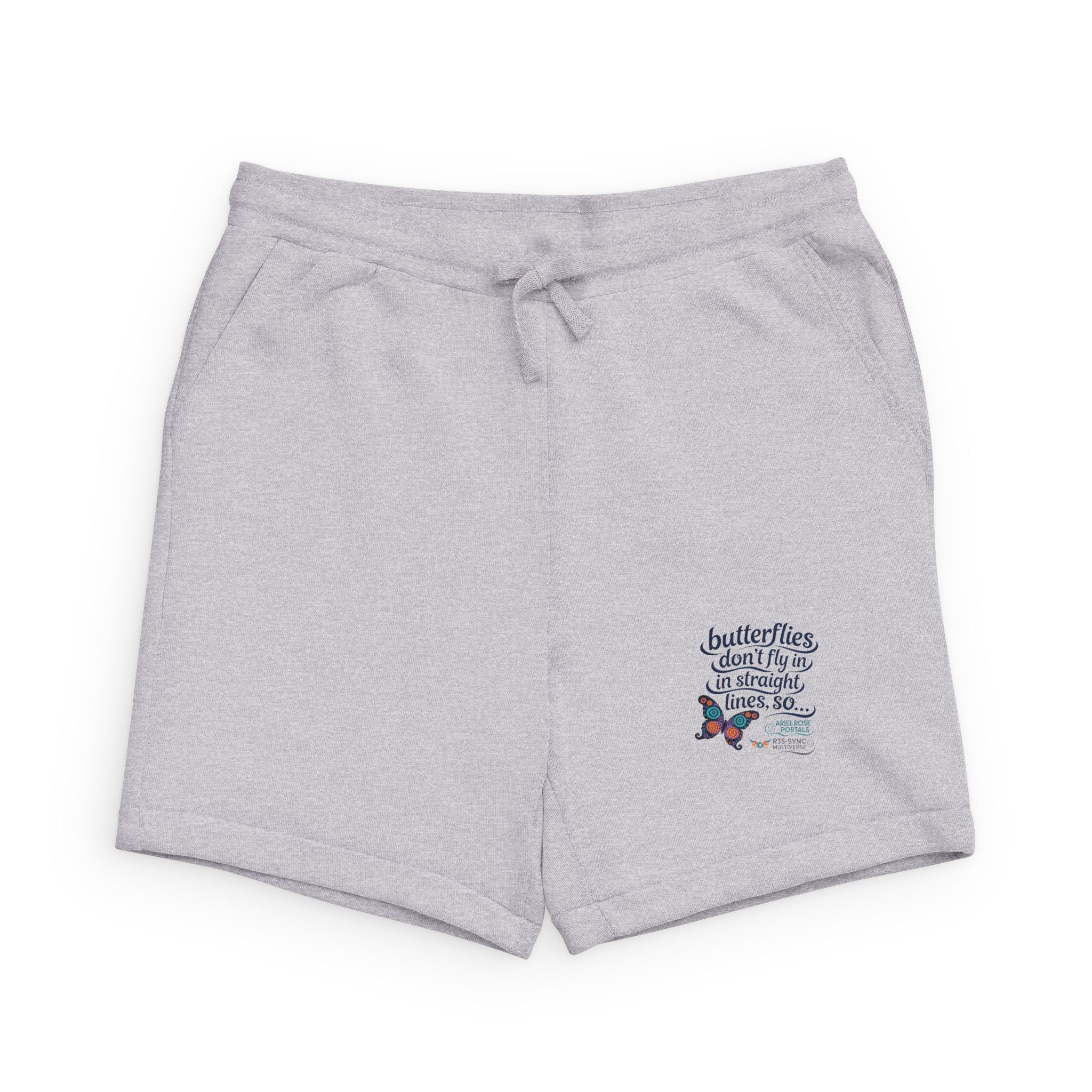 Soft Low-Key Sweatshorts with Subtle Neon Butterfly Quote Patch