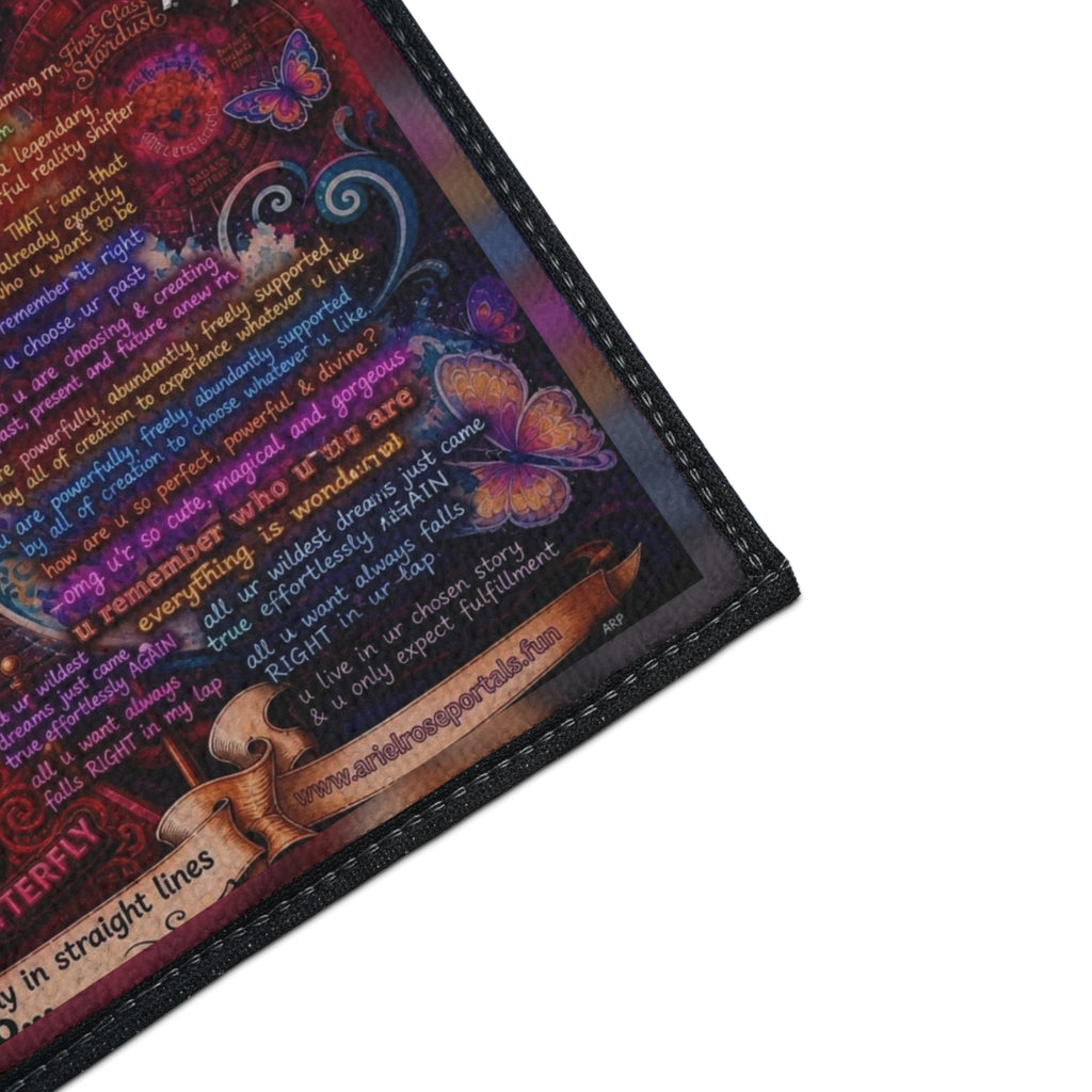 Heavy-Duty Floor Mat — Colorful Inspirational Butterfly Quote Rug