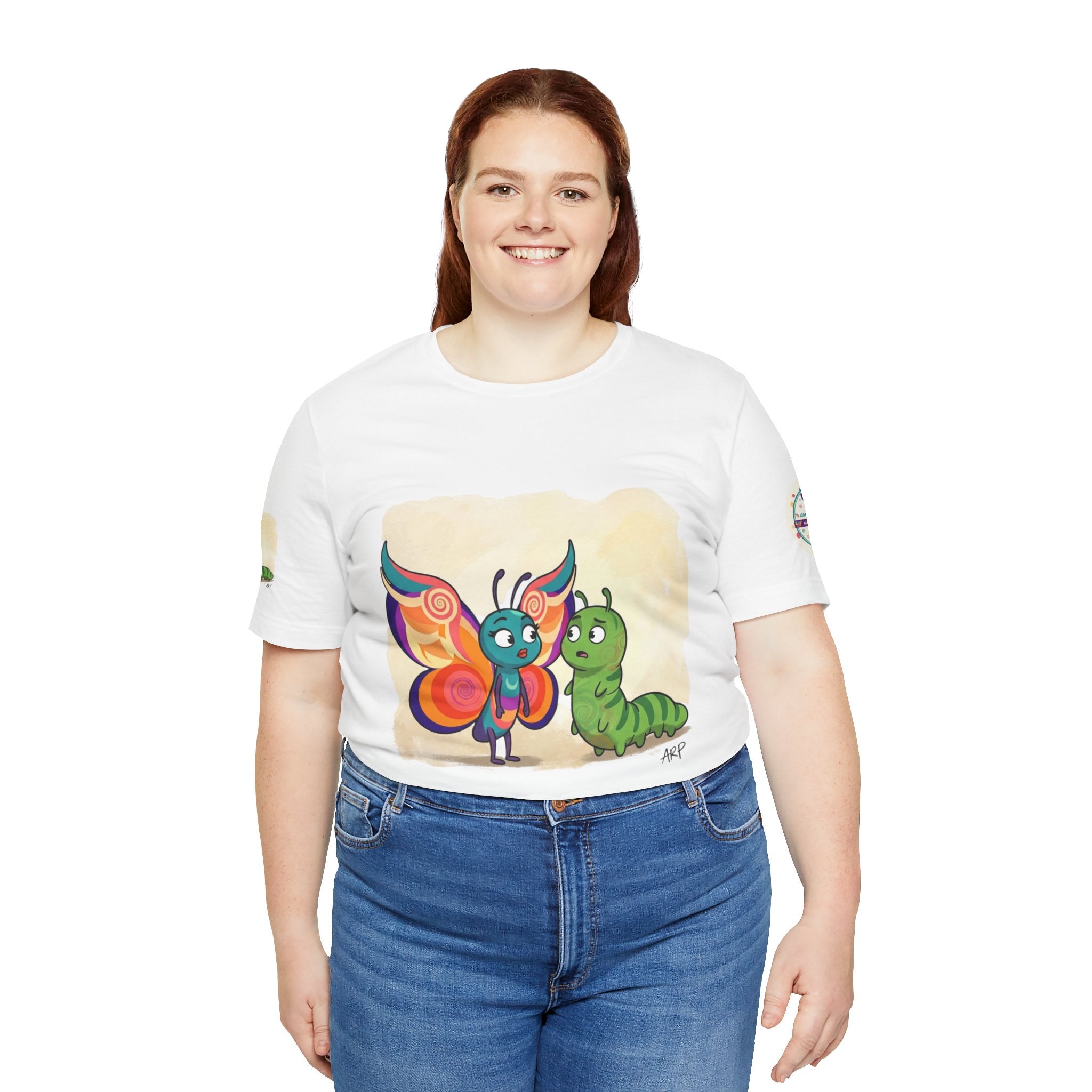 Alarmingly Unlimited Butterfly Tee — Playful Caterpillar & Butterfly Cartoon T-Shirt