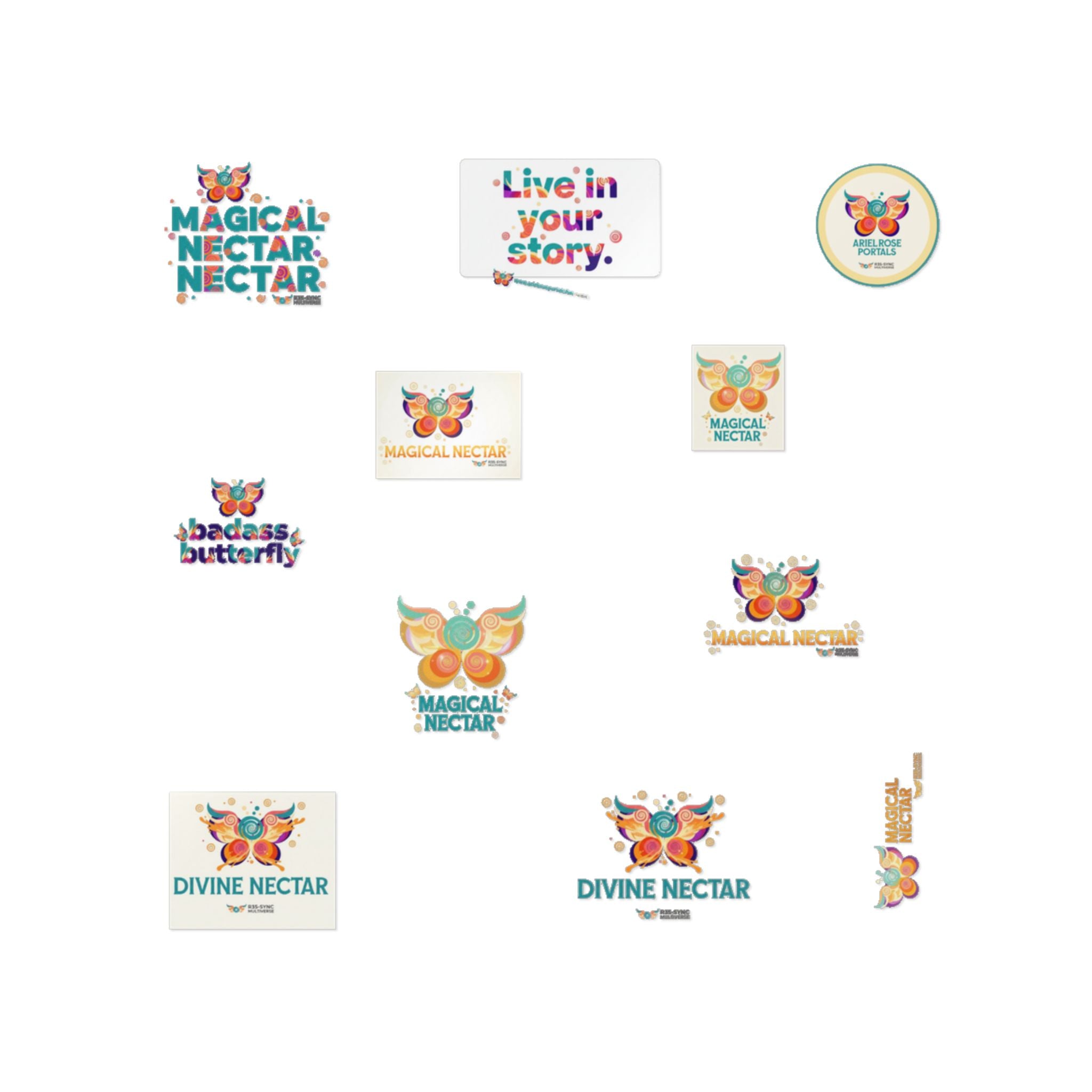 Divine Nectar Butterfly Sticker Pack — Adesivi permanenti fustellati DTF decorativi impermeabili per esterni (Live in Your Story)