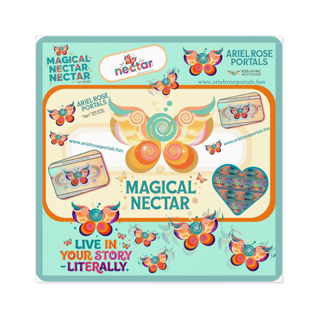 Magical Nectar Square Sticker - "Live In Your Story Literally" Indoor/Outdoor Sticker Sheet