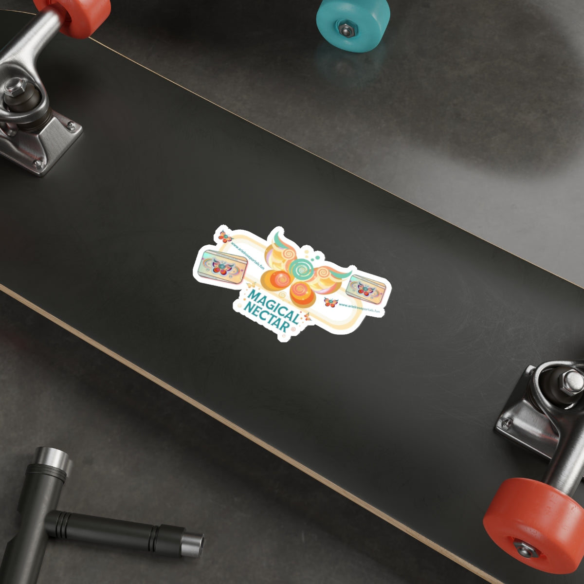 Magical Nectar Die-Cut Sticker — Colorful Butterfly & Honeycomb Design