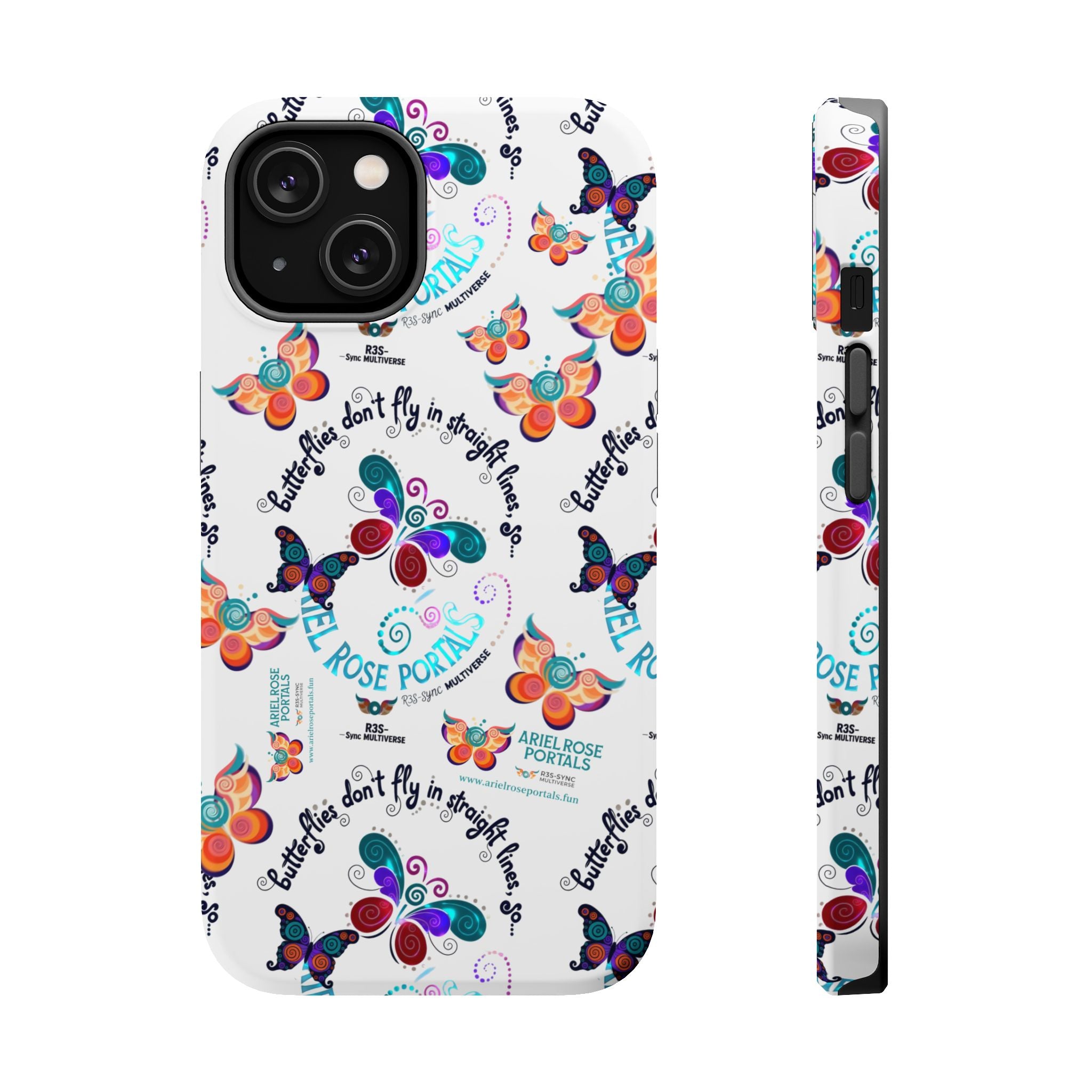 Butterfly Pattern Magnetic Phone Case — "How Butterflies Fly" Ariel Rose Portals Design