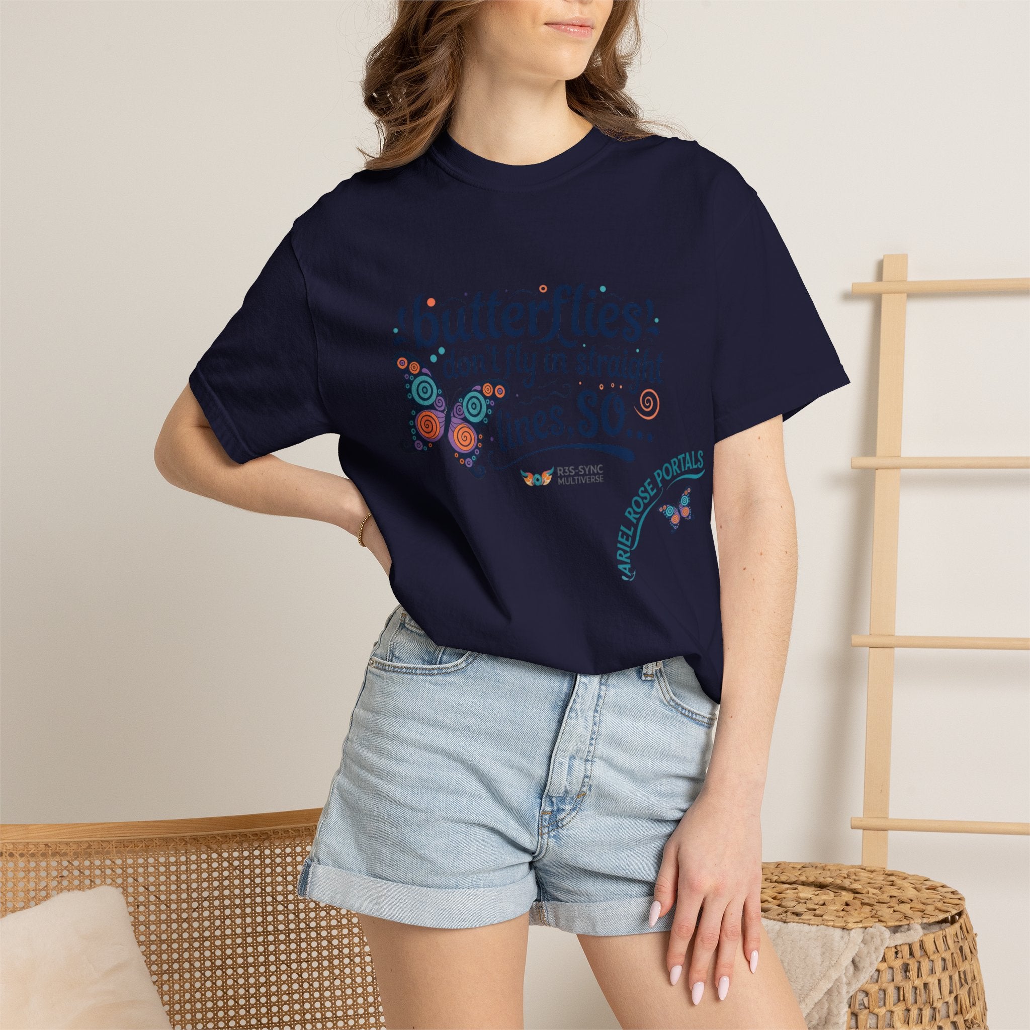 Butterflies Don’t Fly in Straight Lines T-Shirt — Whimsical Butterfly Graphic Tee