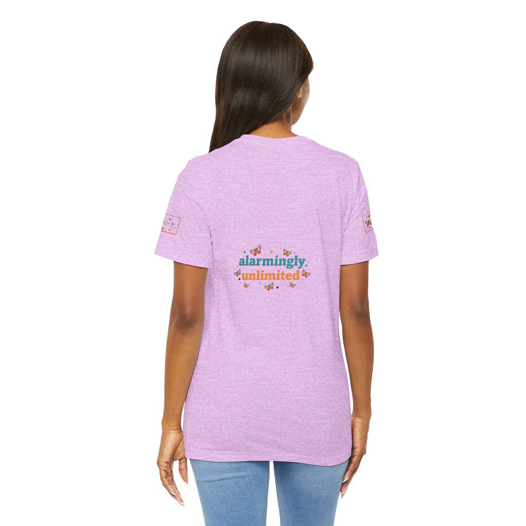 Allarmante T-Shirt Unlimited Tee Flip Variant — Maglietta Grafica Stravagante Farfalla e Bruco