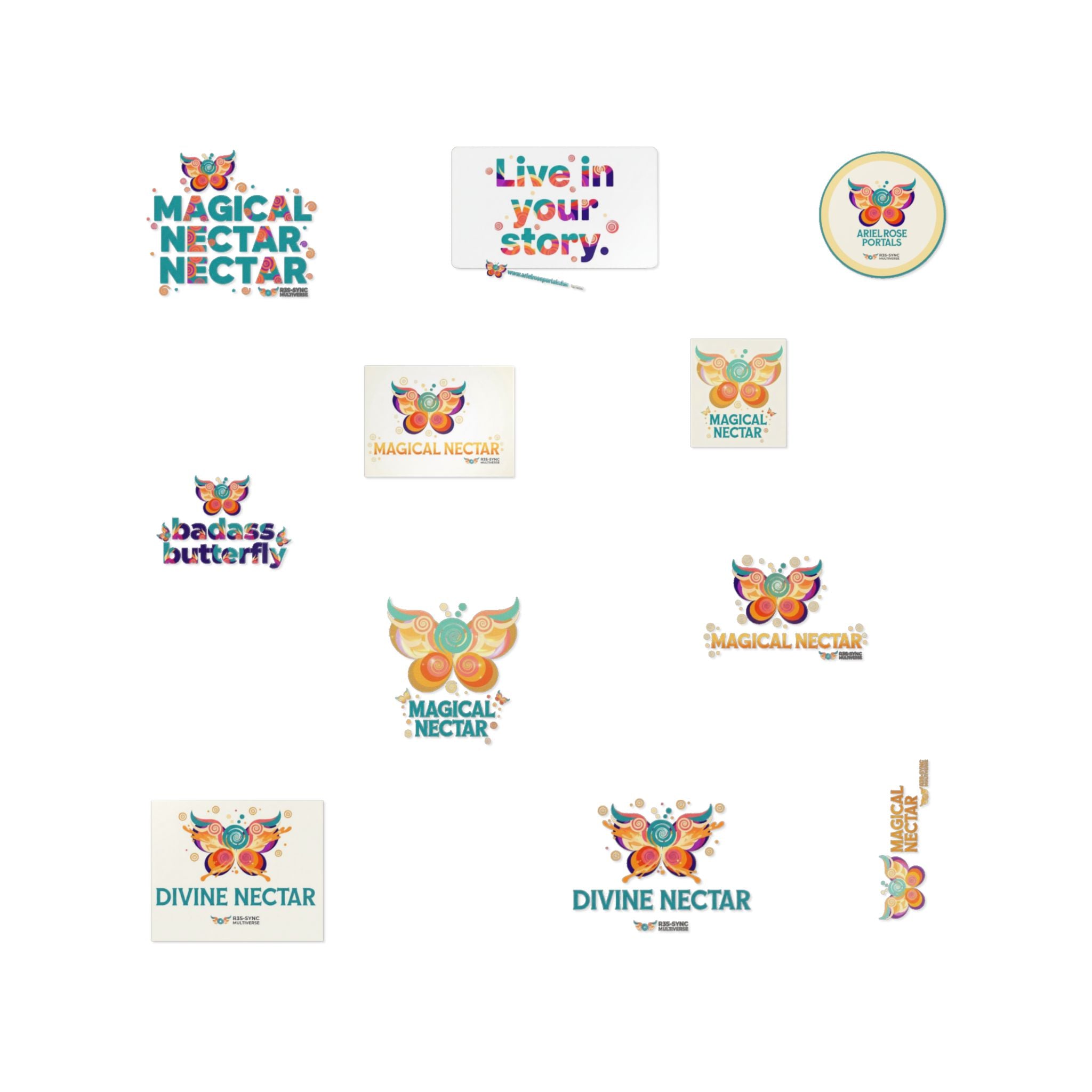 Divine Nectar Butterfly Sticker Pack — Adesivi permanenti fustellati DTF decorativi impermeabili per esterni (Live in Your Story)