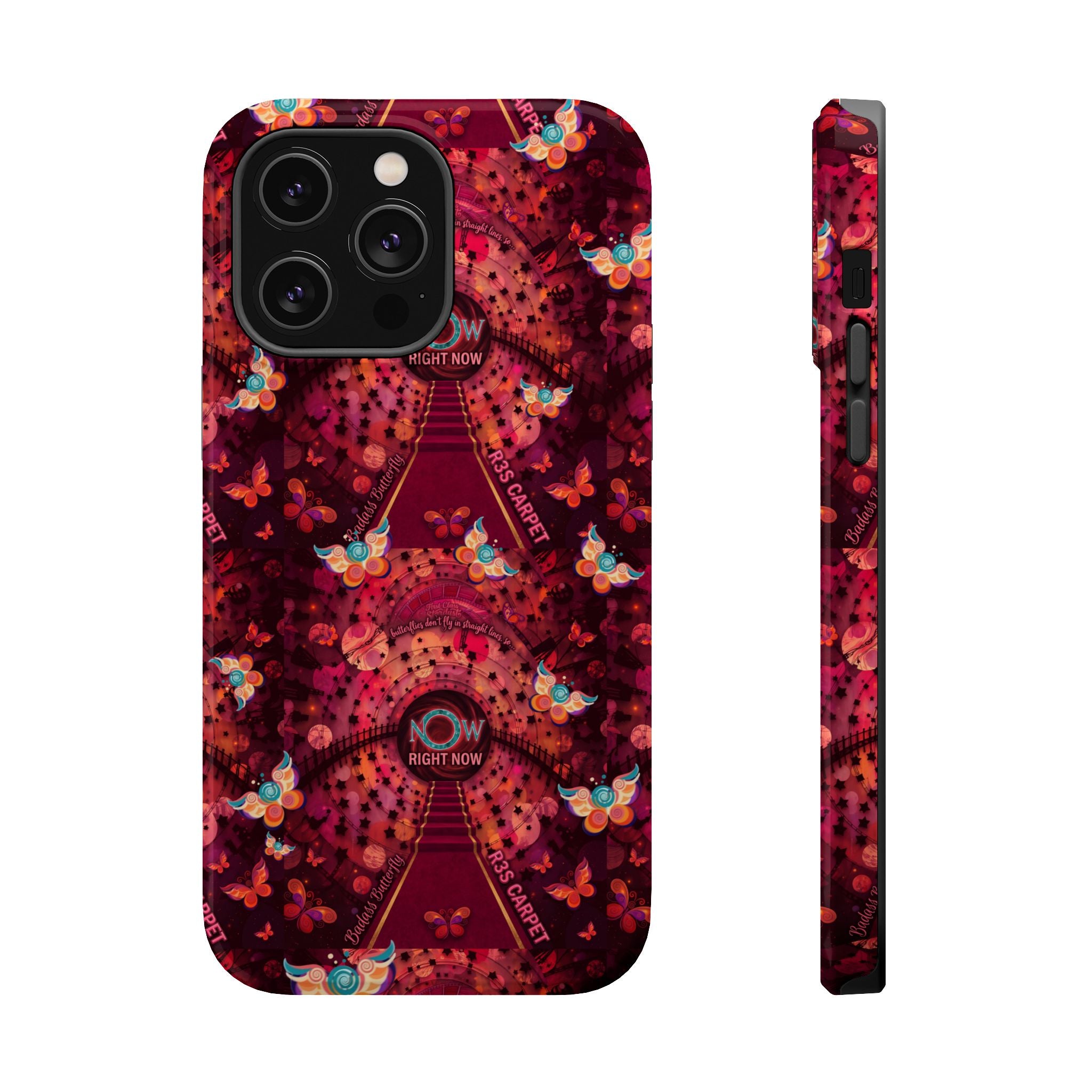 R3S-Carpet Worthy Magnetic Impact-Resistant Phone Case – Butterfly Kaleidoscope Now First-Class Stardust Collection