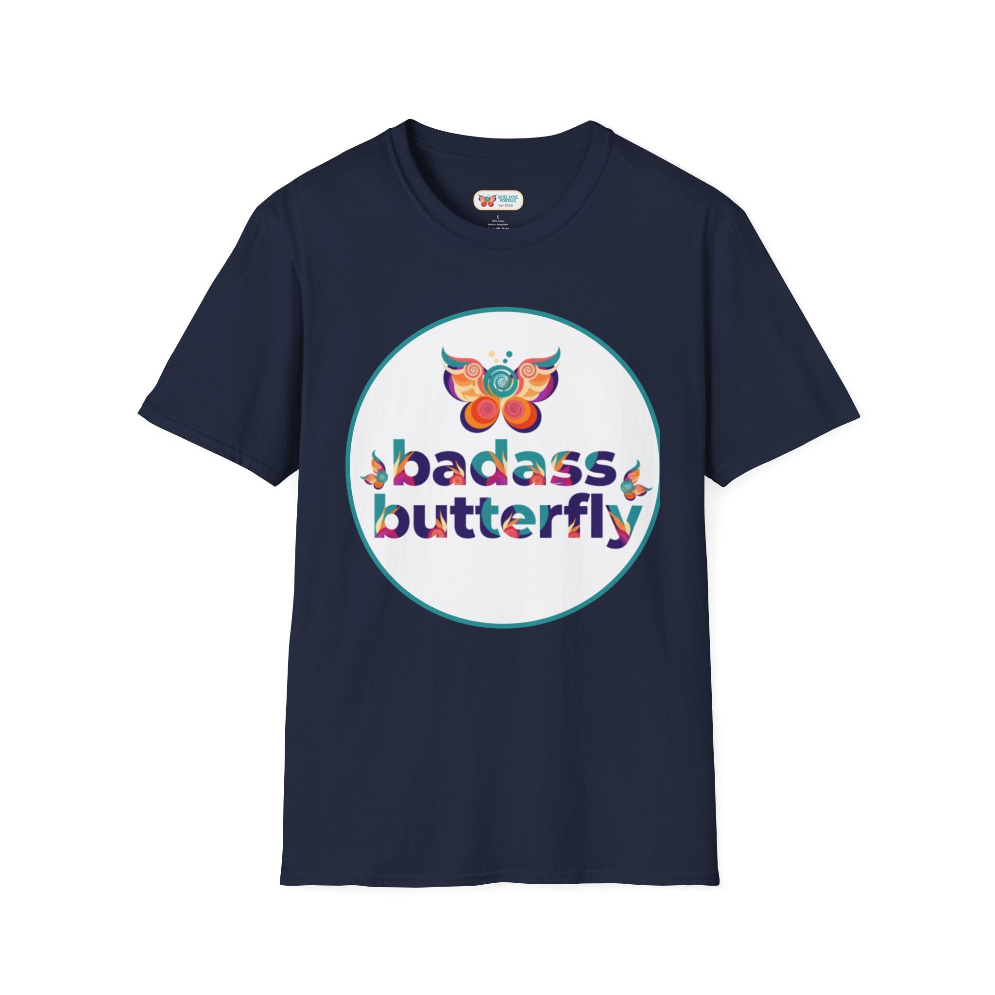 Maglietta "Badass Butterfly Sticker" — Ariel Rose Portals Variant in Stile Sticker