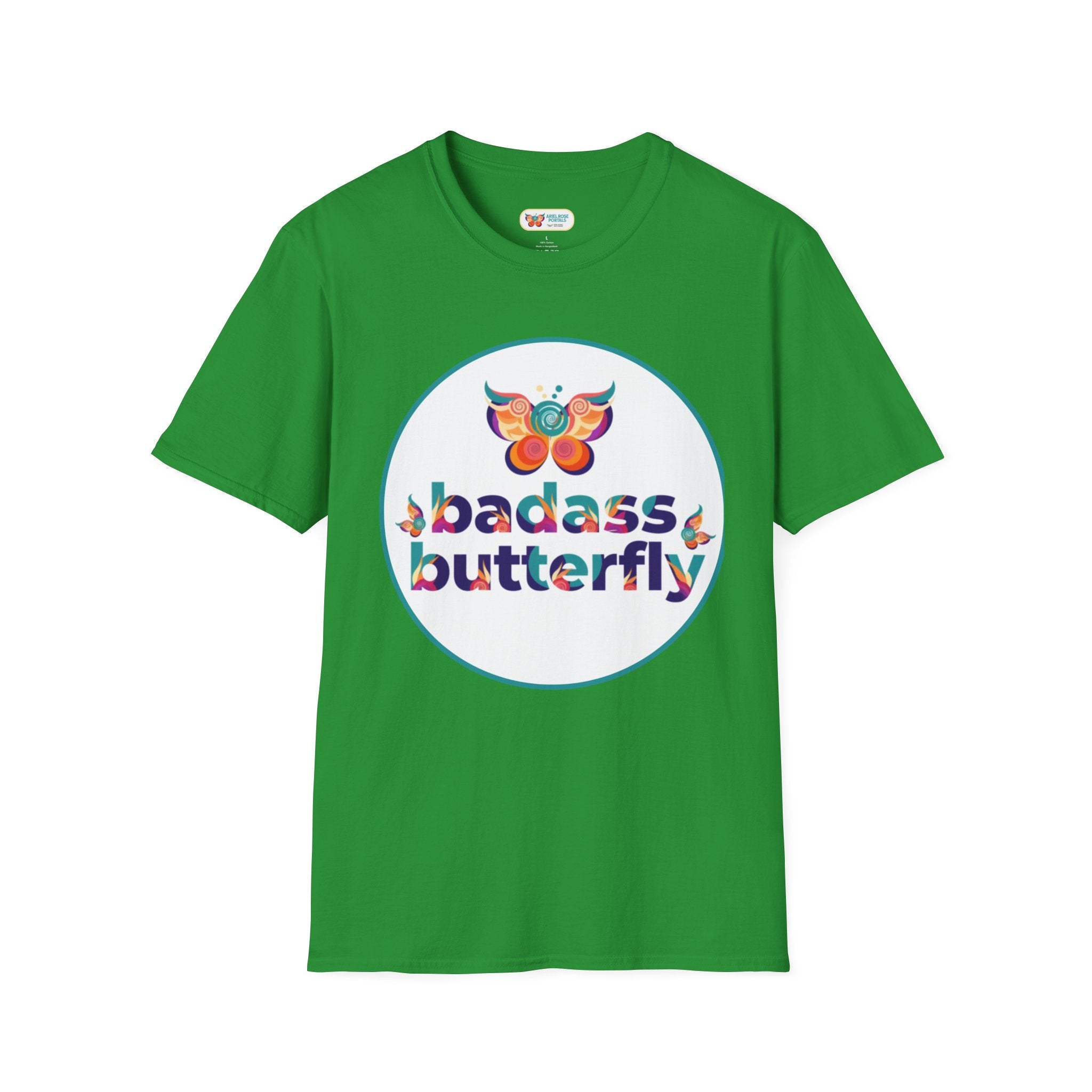 Maglietta "Badass Butterfly Sticker" — Ariel Rose Portals Variant in Stile Sticker