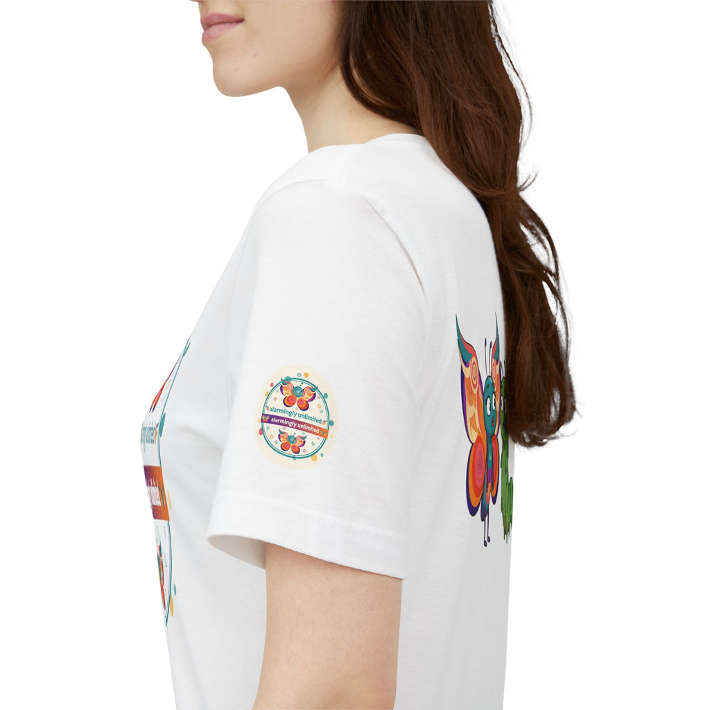 Butterfly & Caterpillar Tee — "alarmingly unlimited" Colorful Graphic T-Shirt