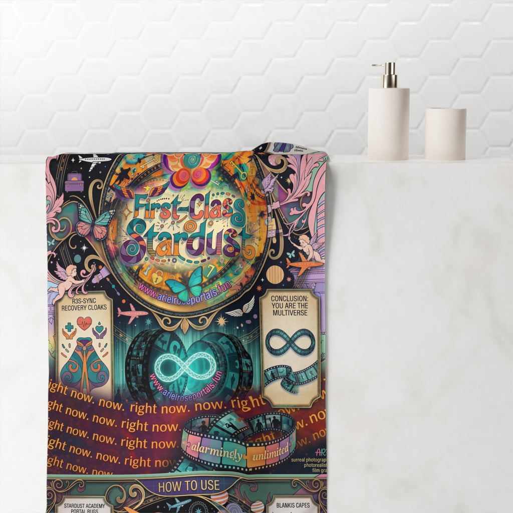 R3s-Recovery Cloak Right Now Beach Towel — Ultra-Vibrant Colorful 'First Class Stardust' Variant